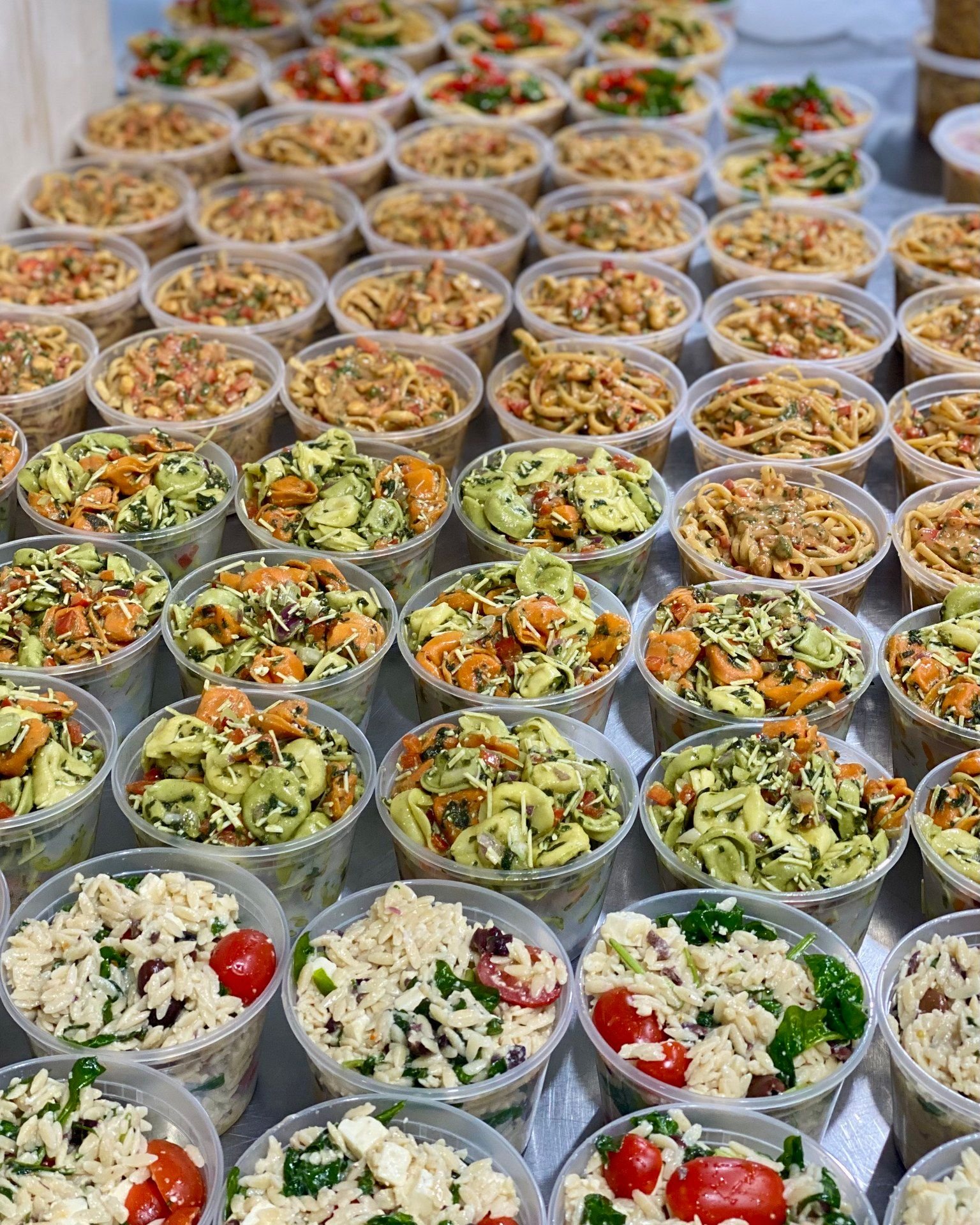Our Kitchen has been hard at work making deli salads and these are out in the to-go fridge now! We have Orzo Salad, Pesto Tortellini Salad, Cold Peanut Noodles, and Cold Sesame Noodles.