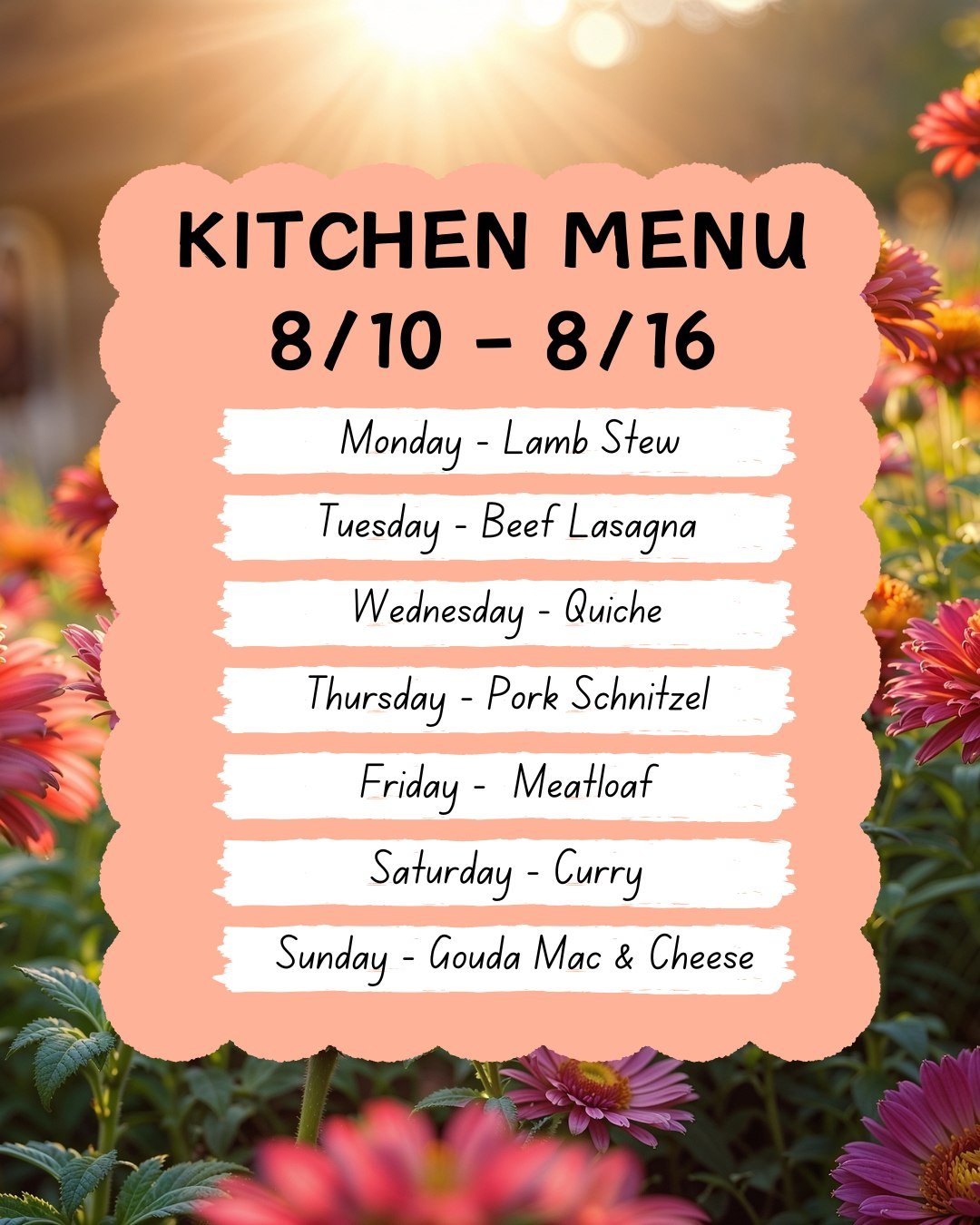 It's Menu Monday! Here's our specials this week!
