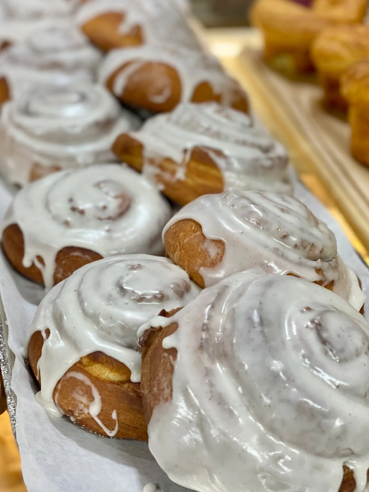Brioche Buns are freshly baked and glazed in our bakery case today!