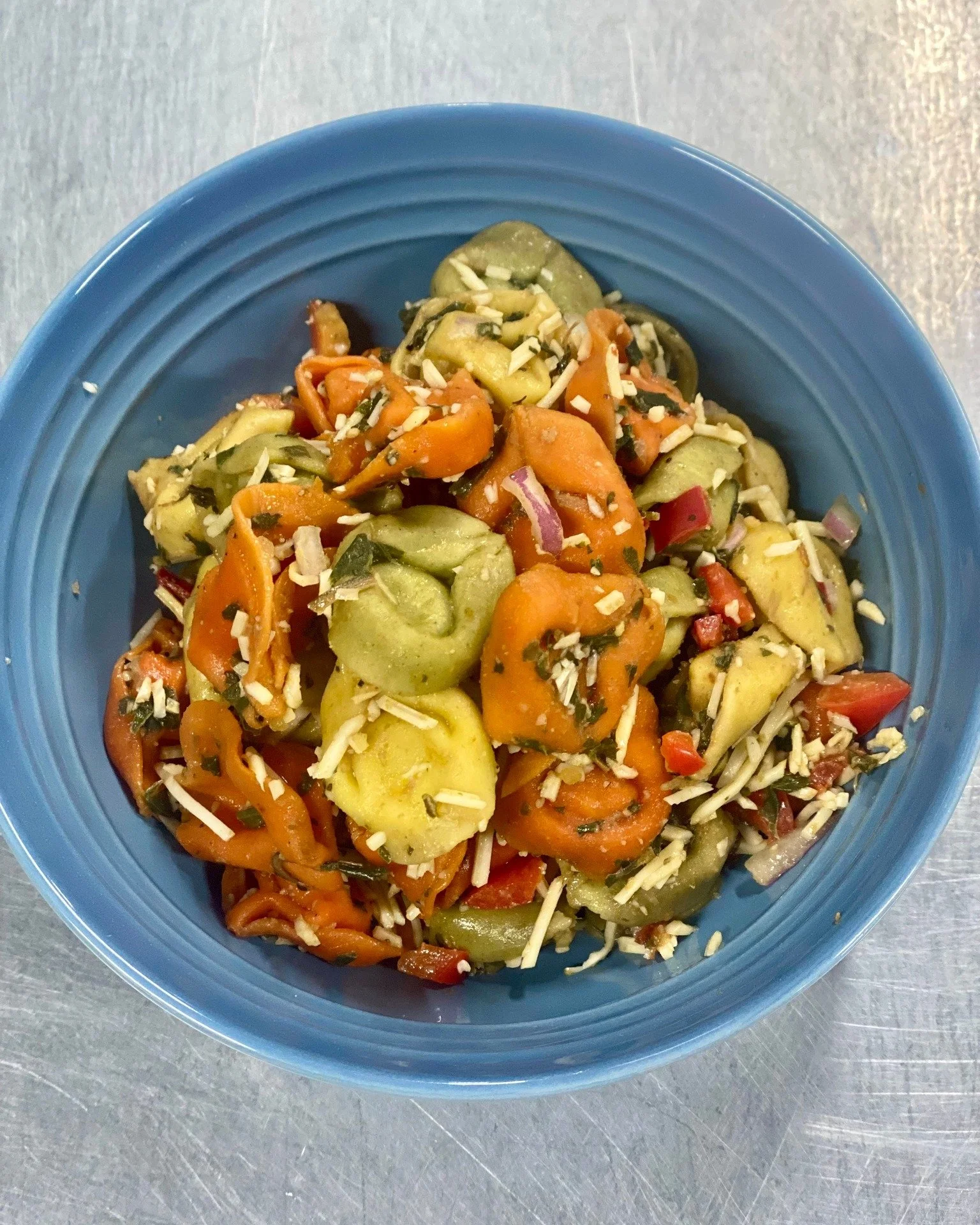 Delicious deli salads in our to-go fridge! We have Pesto Tortellini Salad, Orzo Salad, and the classic Chicken Salad available now.