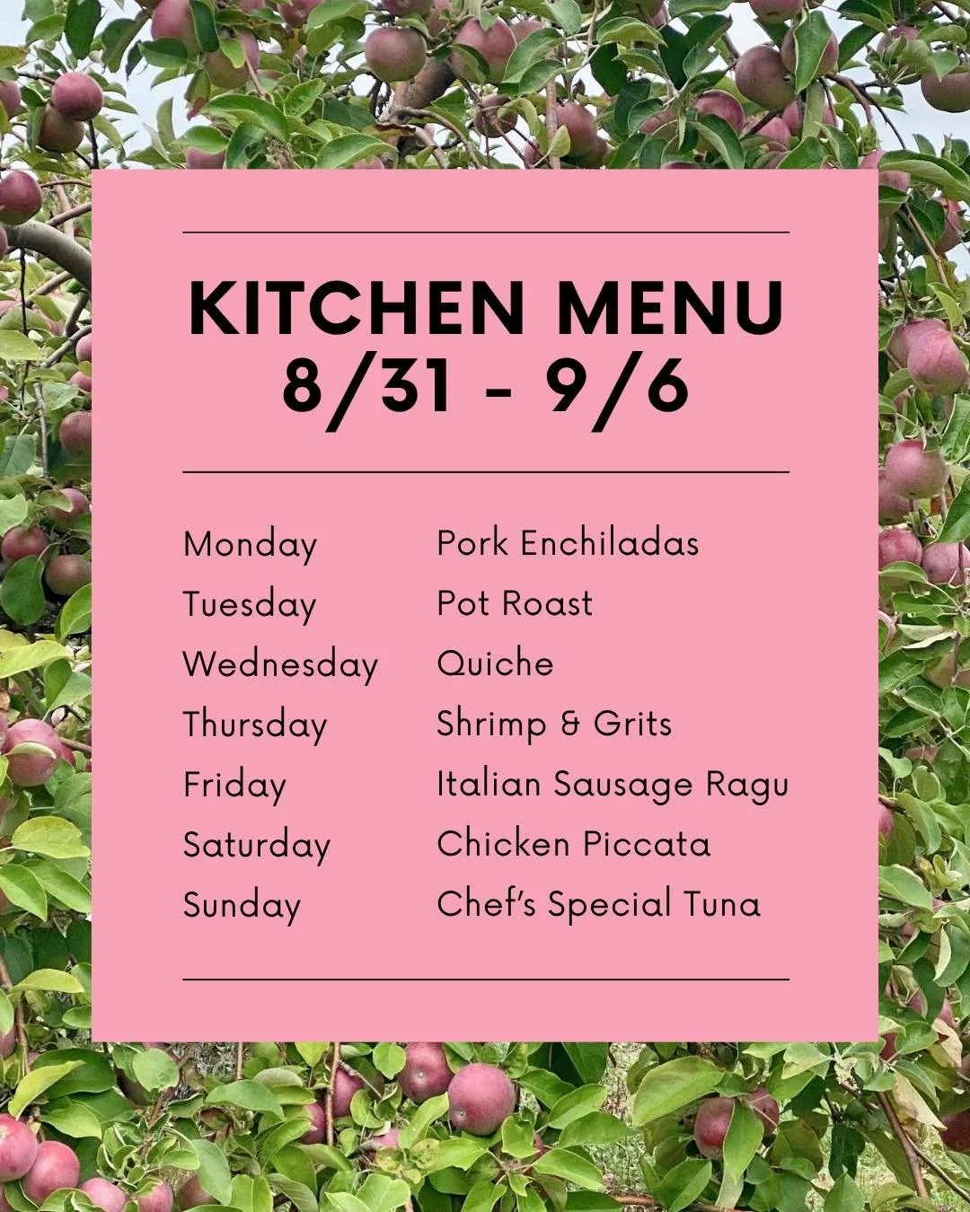 Here&rsquo;s our menu specials this week!