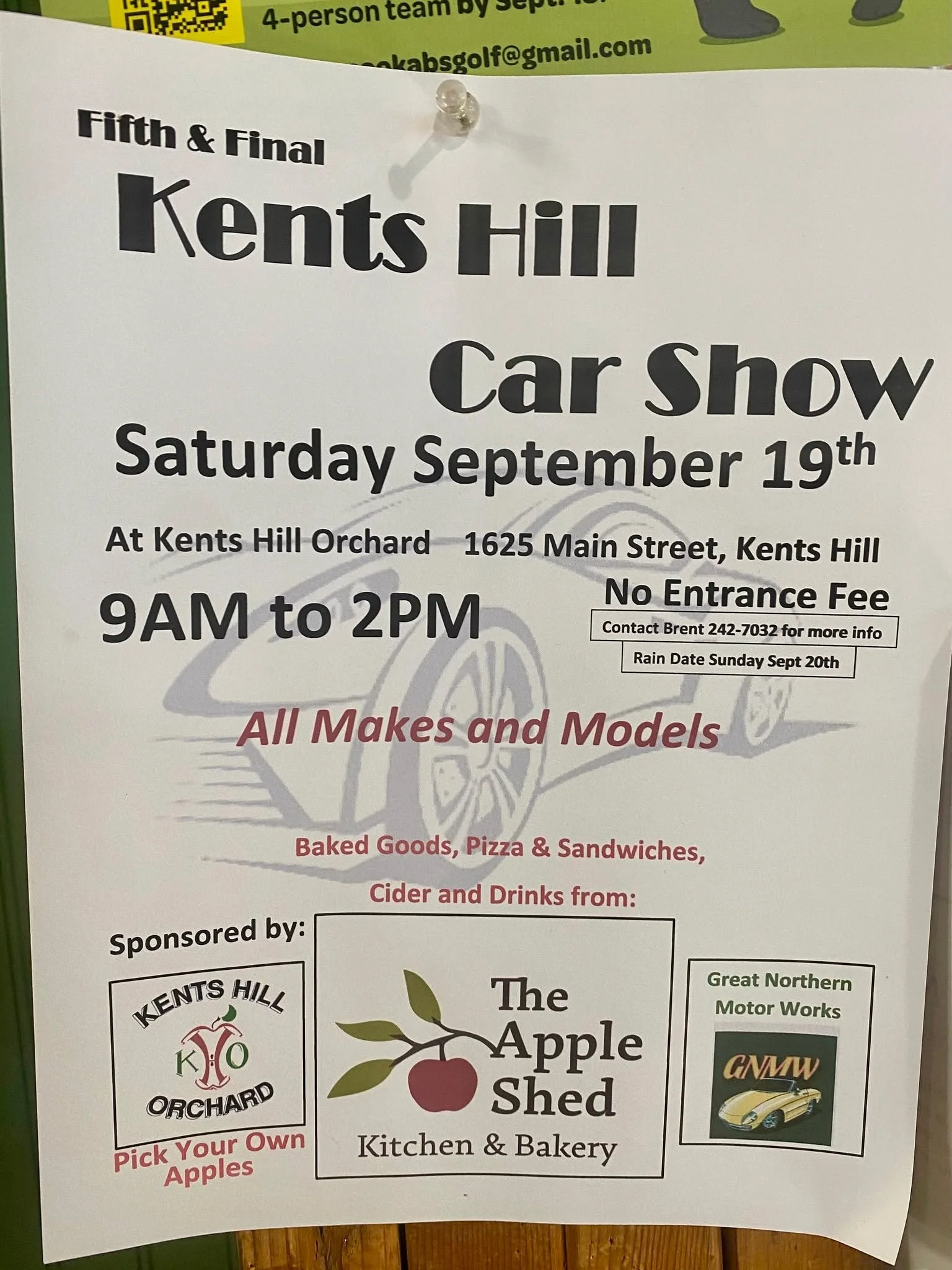 Car Show at Kent's Hill Orchard tomorrow!!