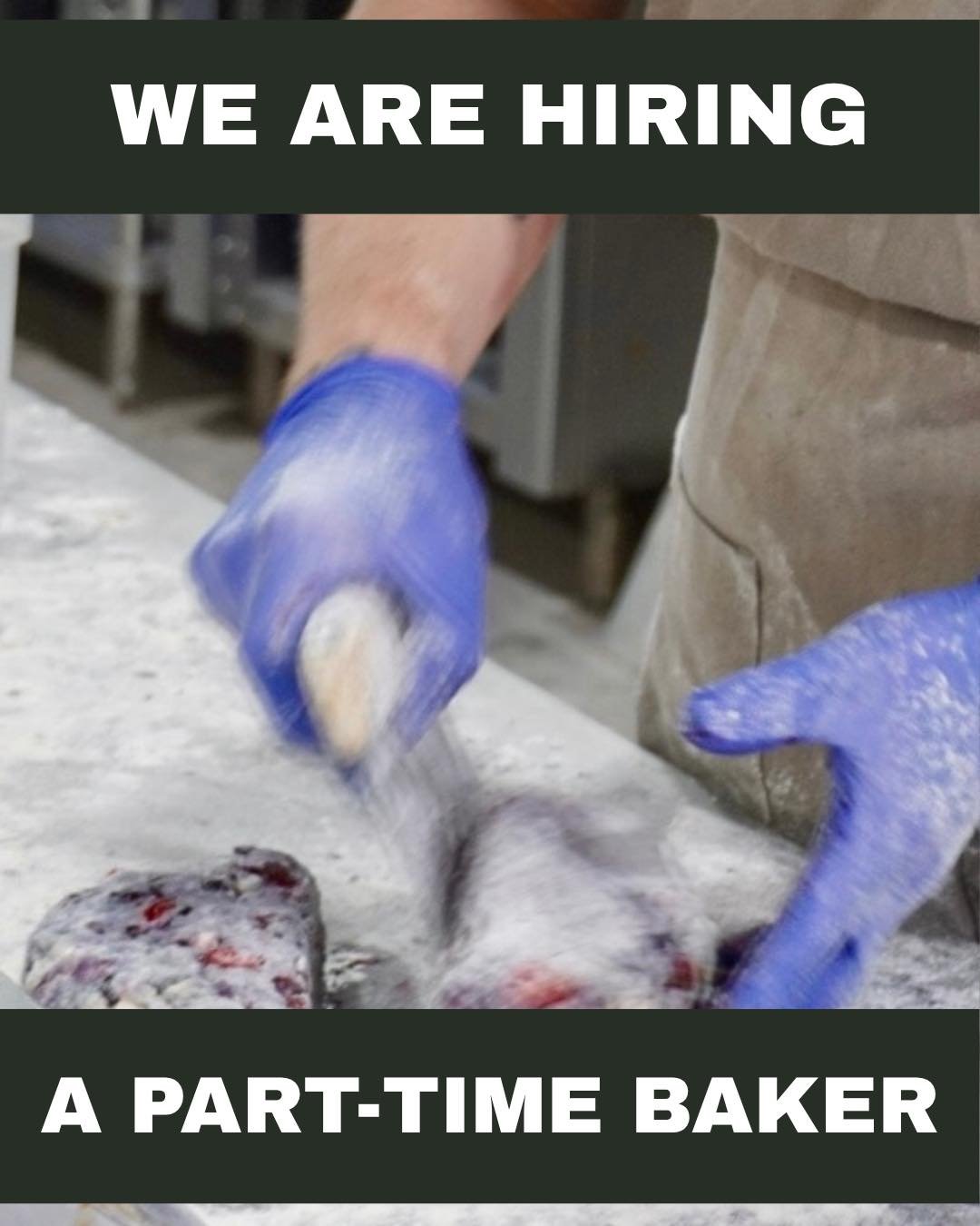 We are looking for a part-time baker. 
We do require professional kitchen experience, but not necessarily baking experience. 
This position will most likely lead into full time next year so if you like early morning hours, or are looking to ease into