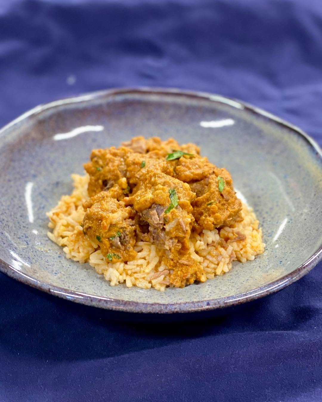 Lamb Curry is our entree special today! Not too spicy, but lots of flavor, and tender lamb.