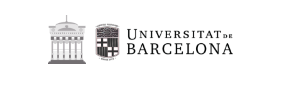 Logo of the University of Barcelona with a stylized building and shield, and the university's name in black text.