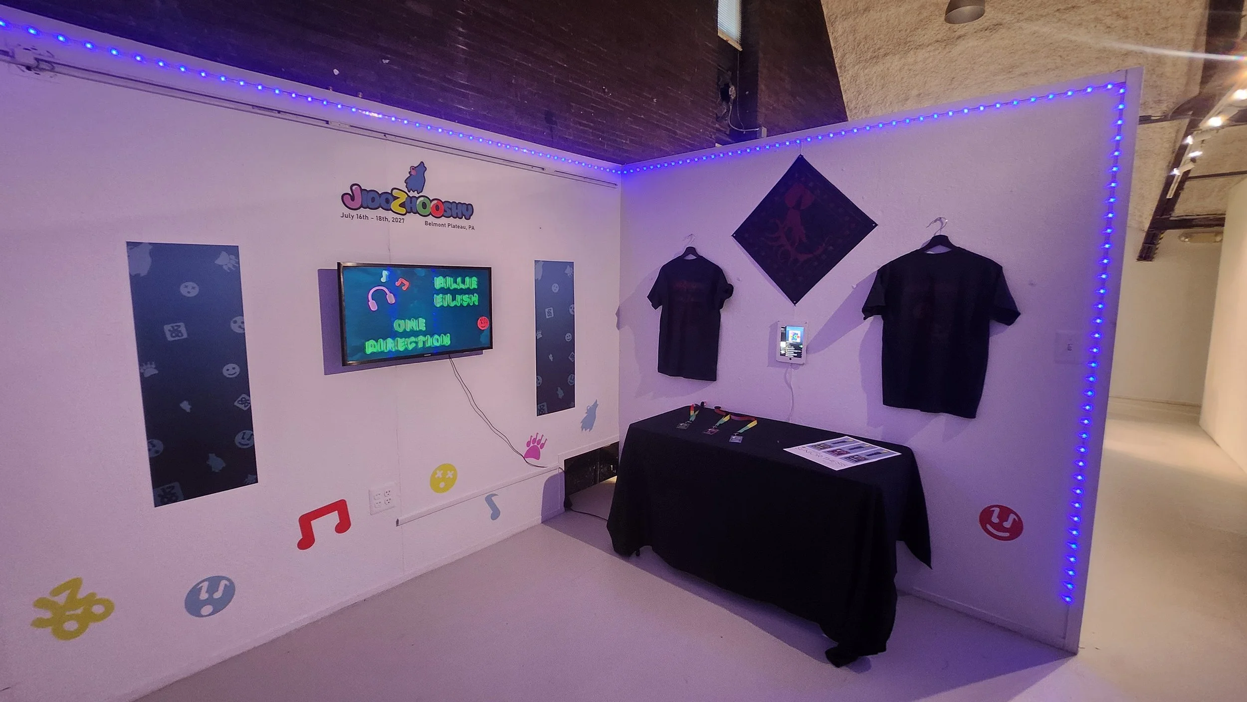 Lights on stage design and apparel table