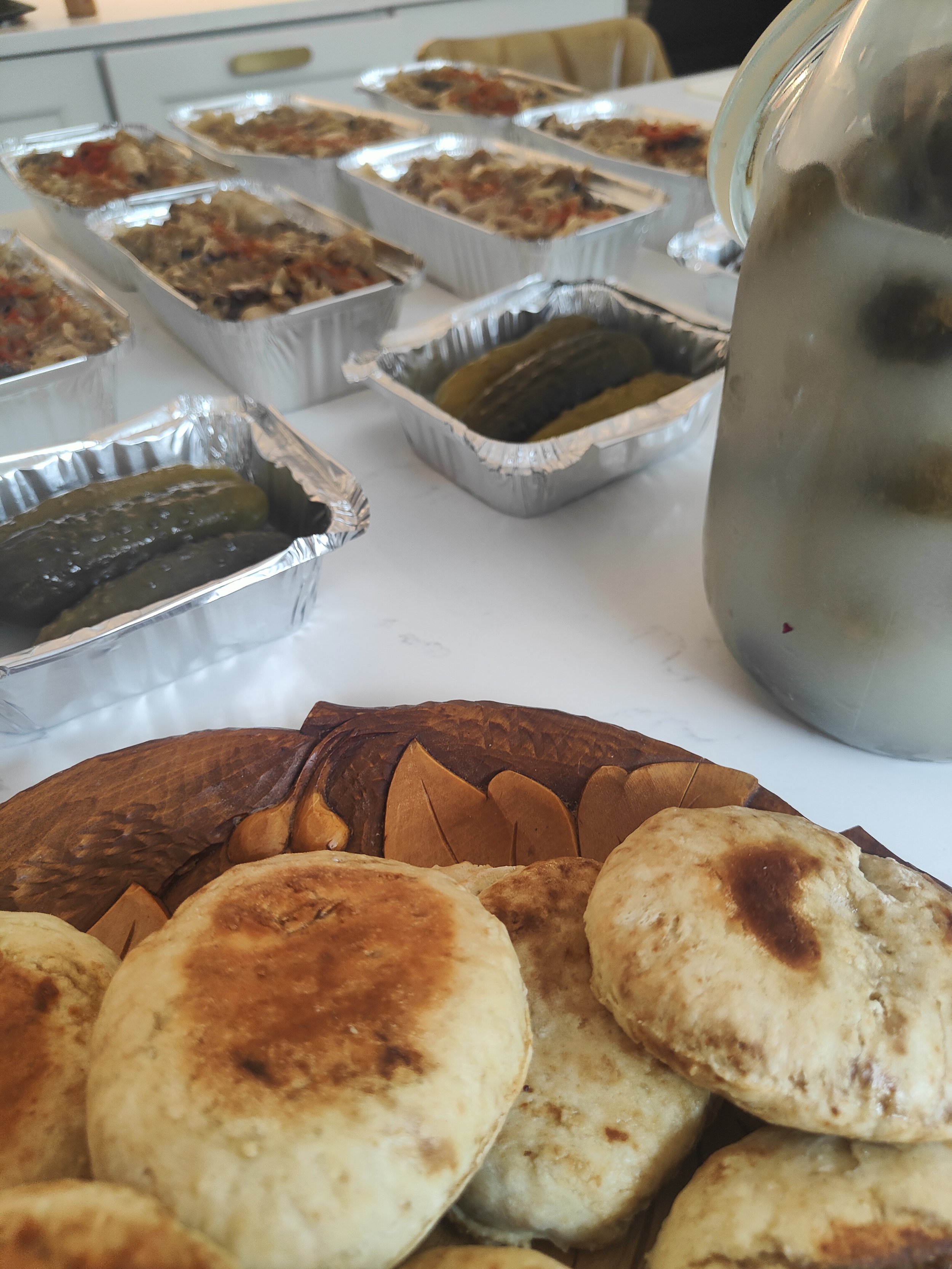 Polish hunters stew, homemade fermented pickles and homemade soda bread for delivery