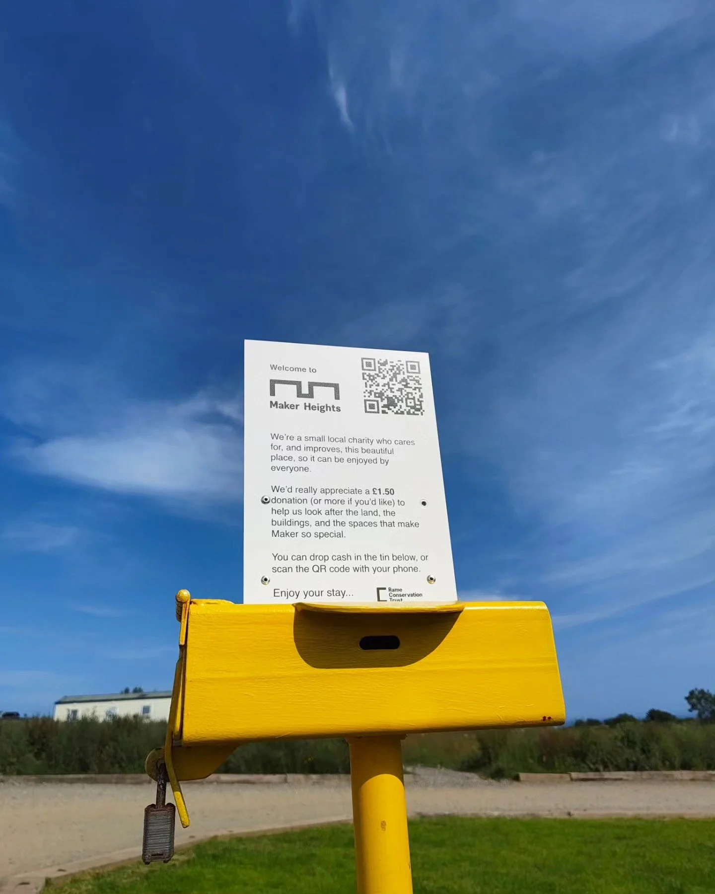 Visiting Maker Heights is free and we'll keep it that way. But it does cost us quite a bit to keep things upright. So if you're visiting, particularly if you park a car, please consider a small donation to the Trust.
Coins and cash in the little yell