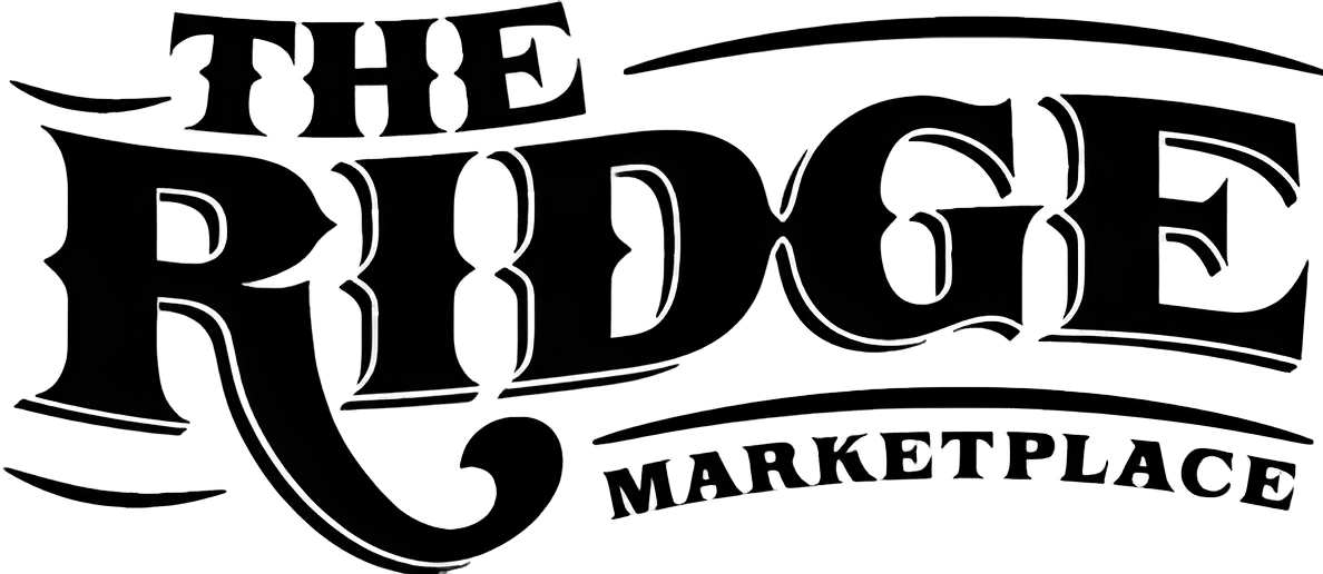 Black and white logo for The Ridge Marketplace.