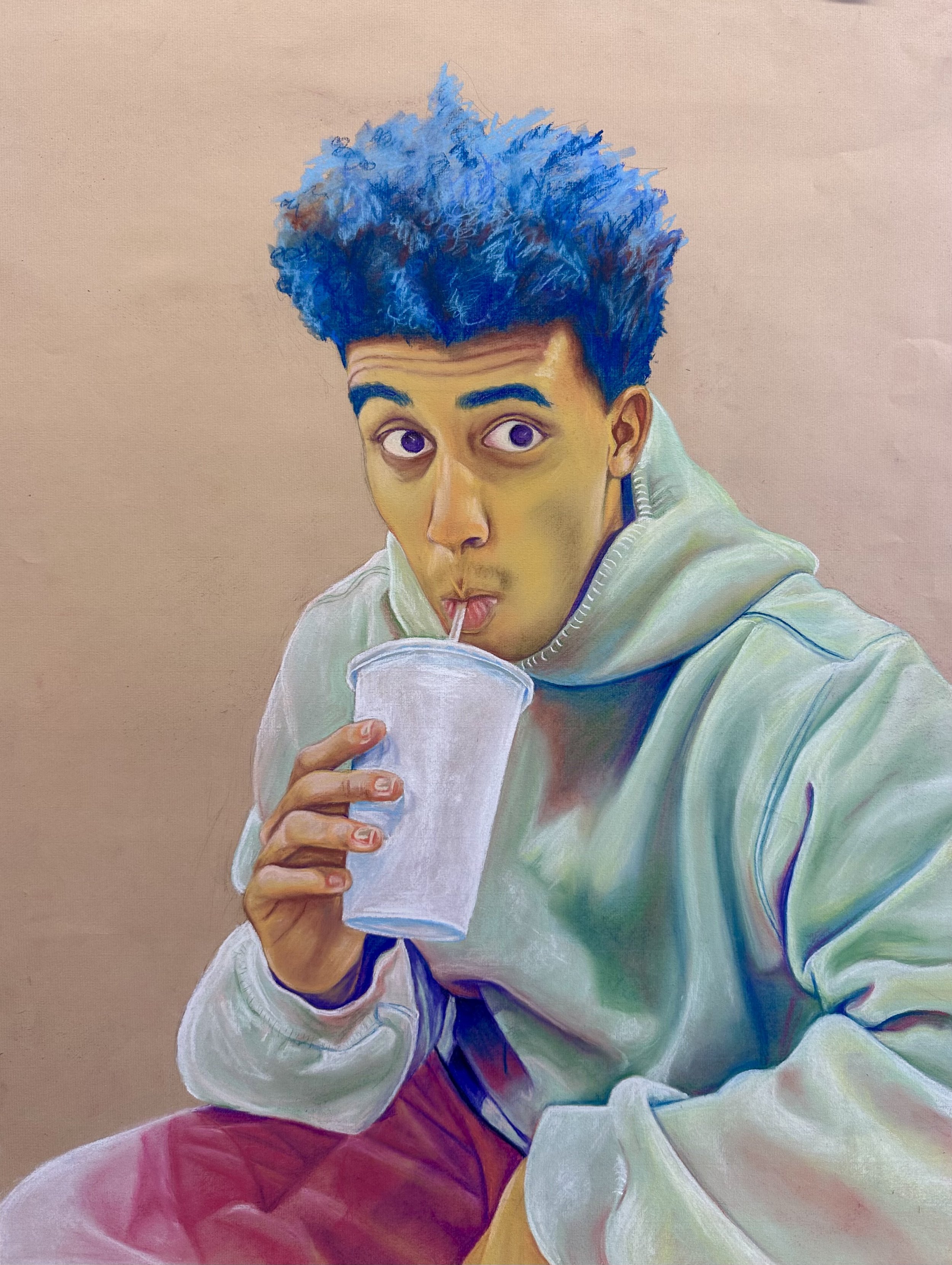 Portrait Study, 24x32 inches, Chalk pastels on pastel paper