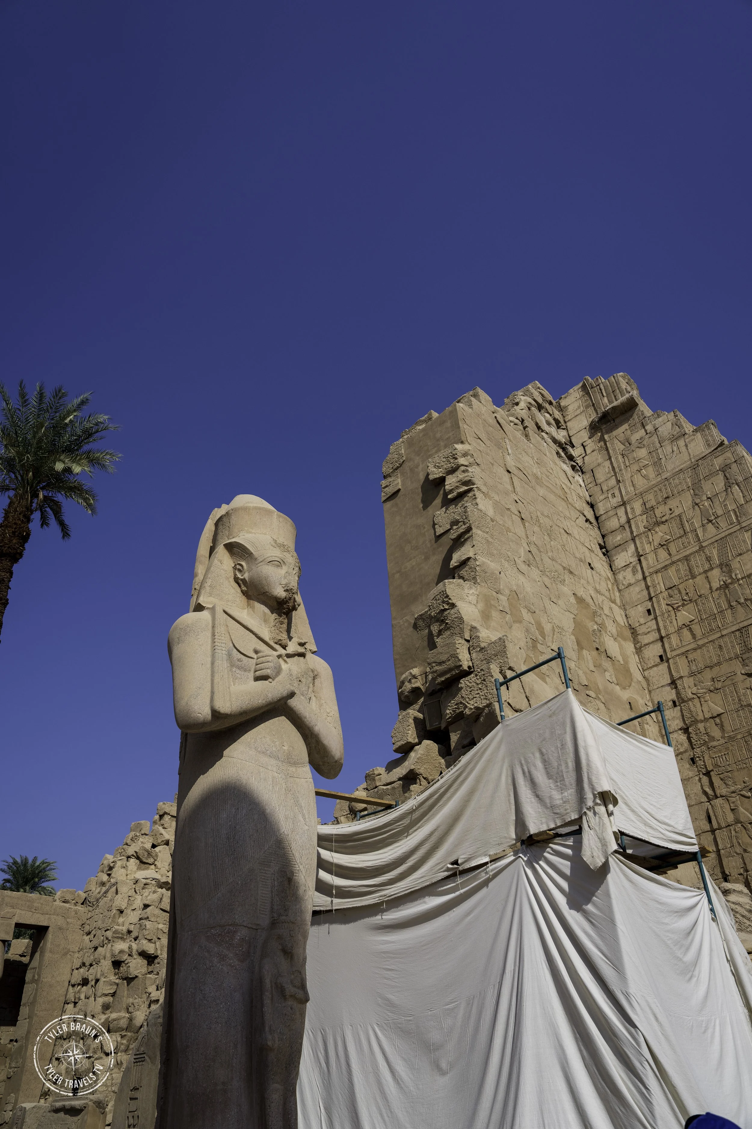 Statue of Ramses II in the Great Court at the Temple of Karnak, Egypt