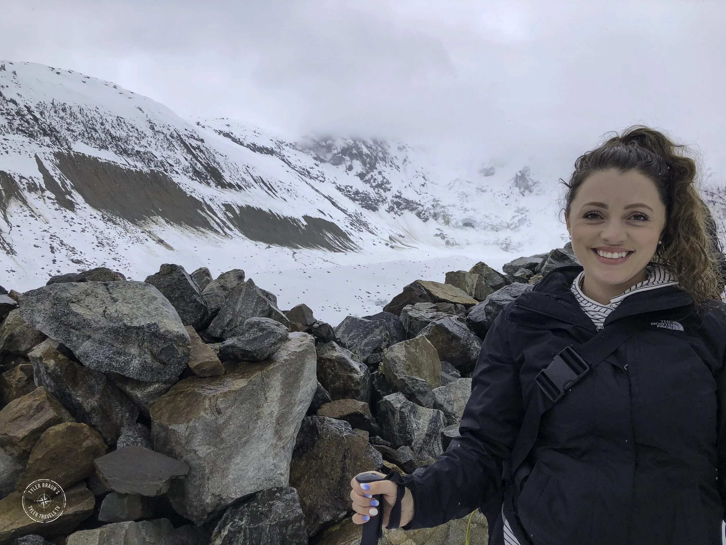 Jessica in front of the Laughton Glacier