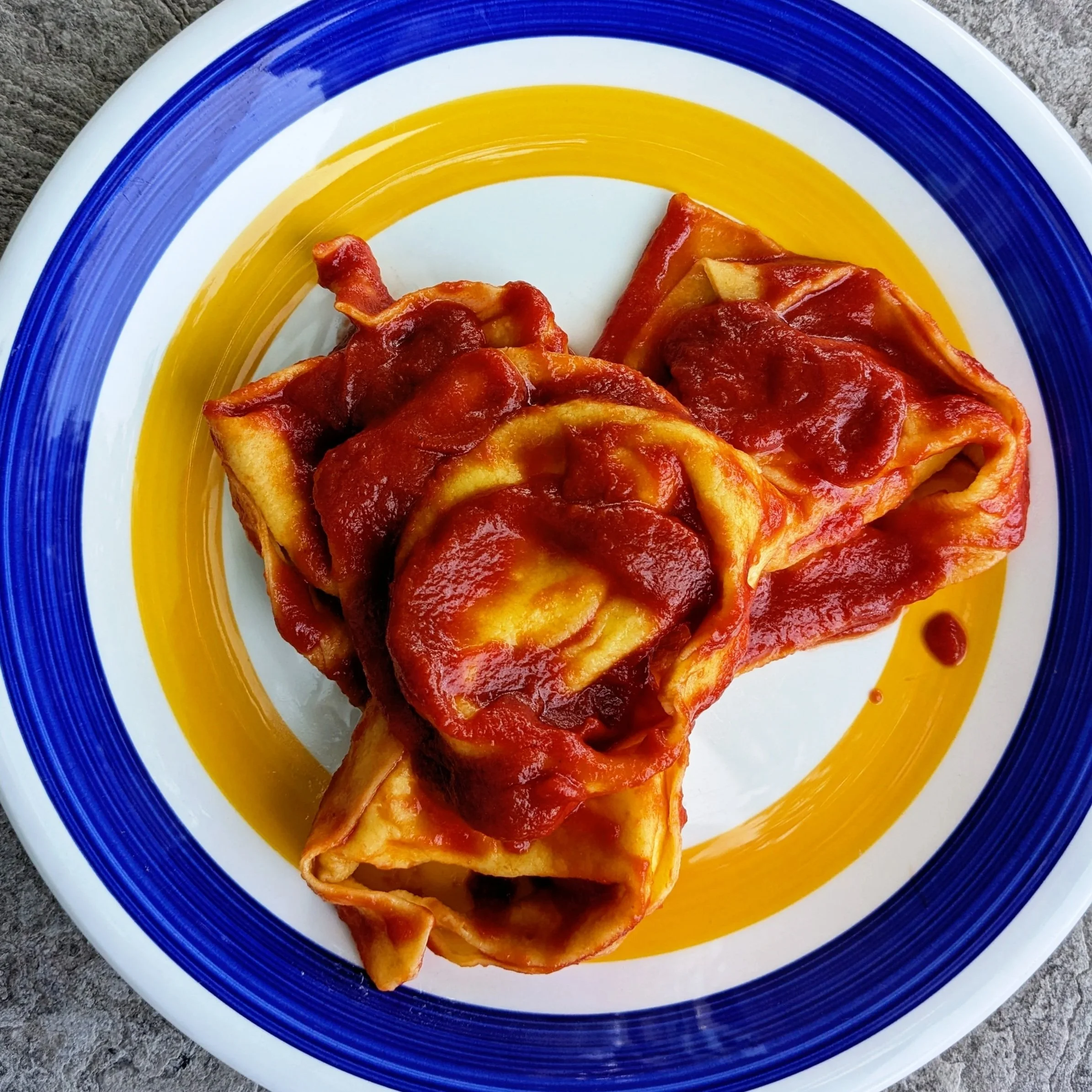 Basil, Lemon, Ricotta Tortellacci with Simple Tomato Sauce