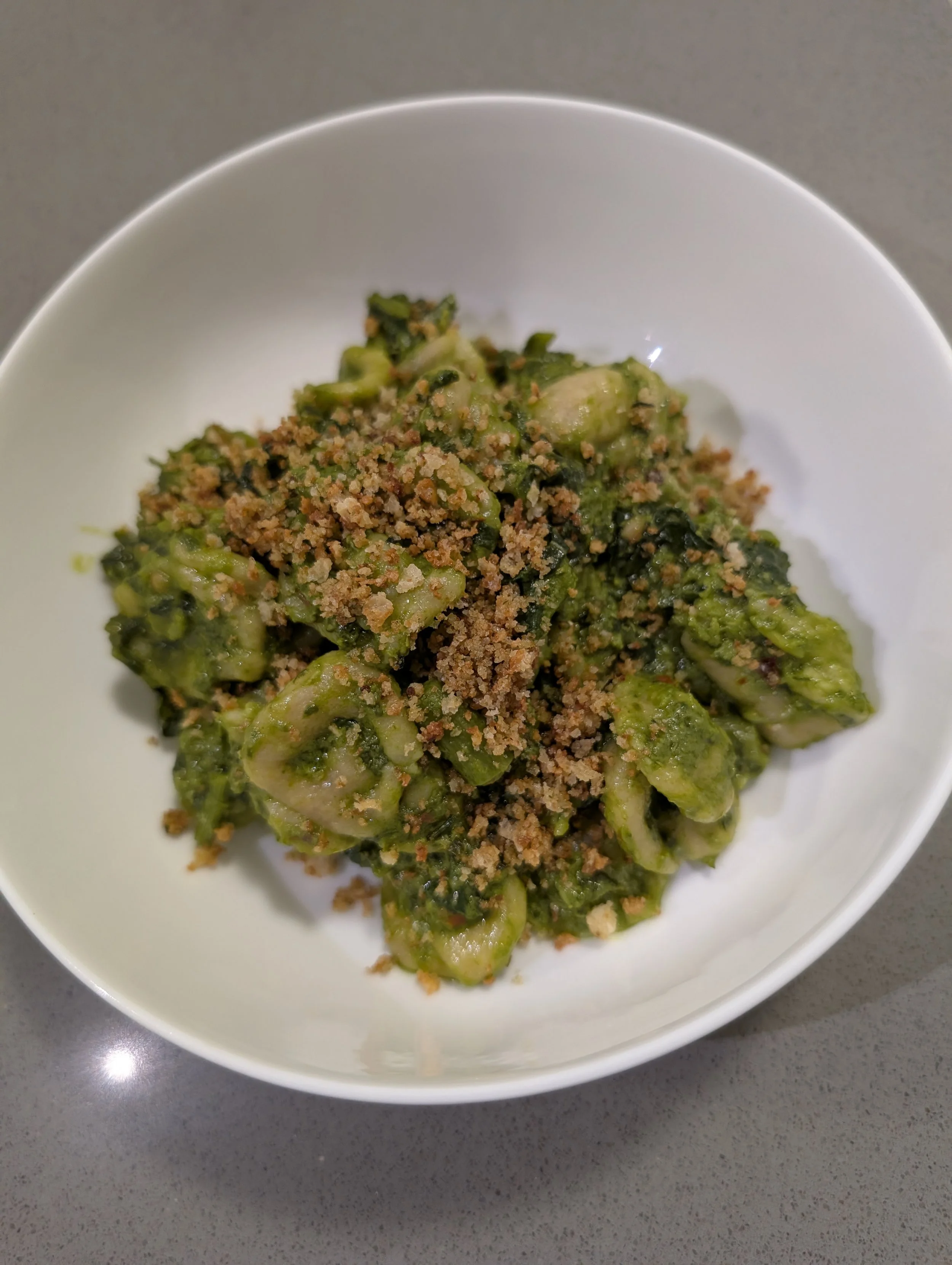 Orecchiette with Cima di Rapa (Rapini) + Focaccia Bread Crumbs