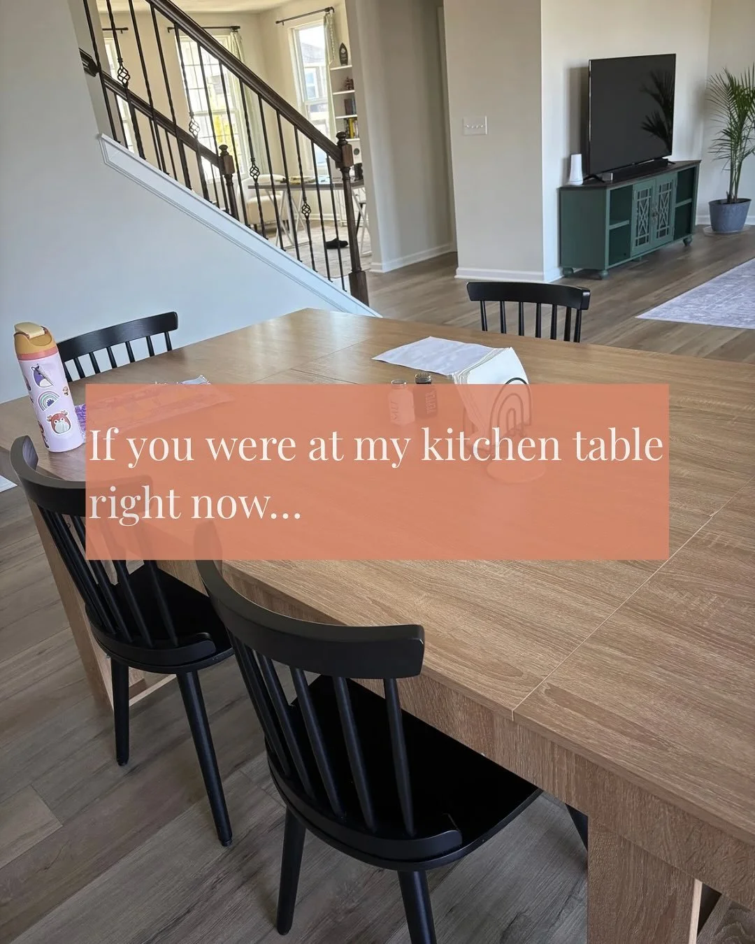 I&rsquo;d love for you to sit at my kitchen table 🍽️
To lay it all out - ugly tears and all 😭
To feel okay enough to show up with a messy bun and sweatpants because &ndash; same 🧢
I&rsquo;d love that our kids would be running around 🛝
The house m