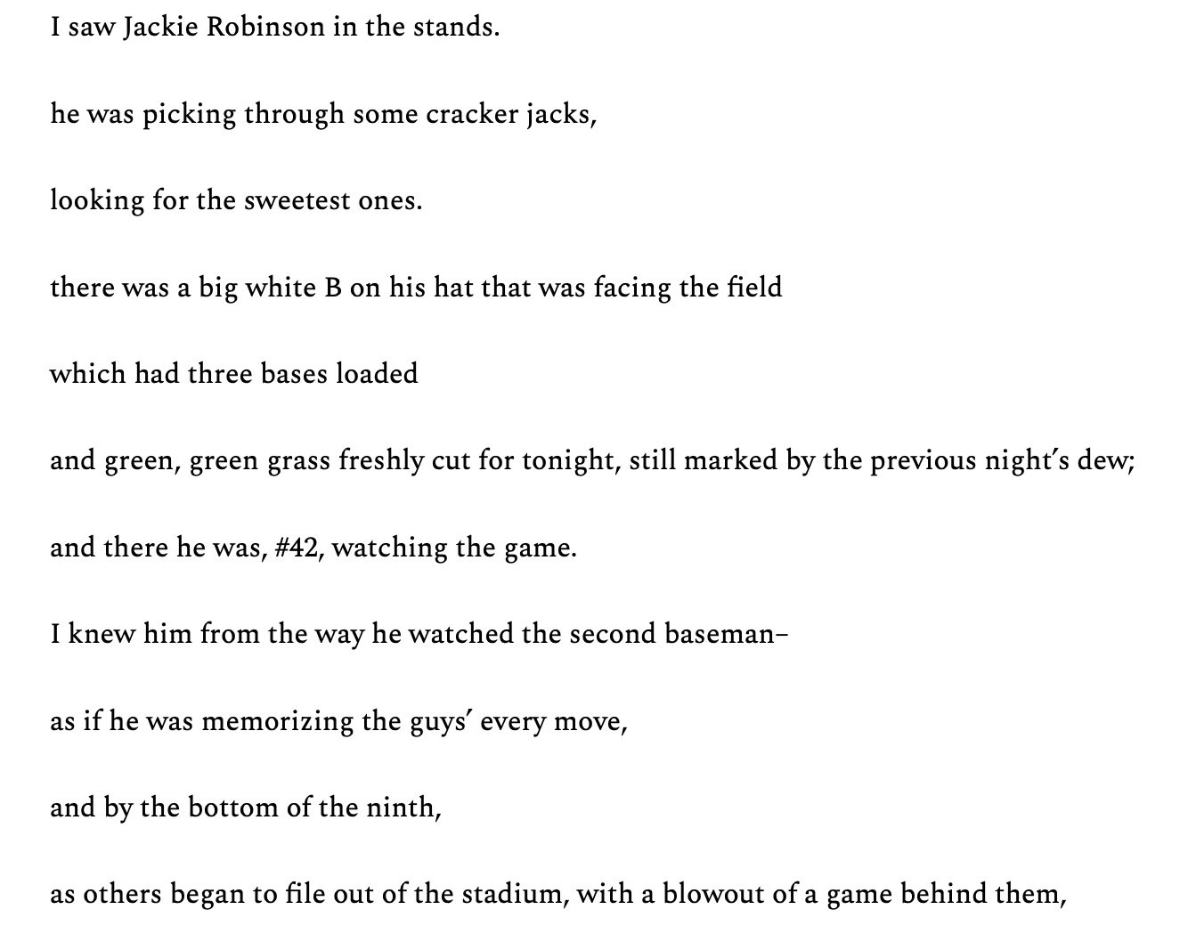 I Saw Jackie Robinson (list poem: Ella F '25)