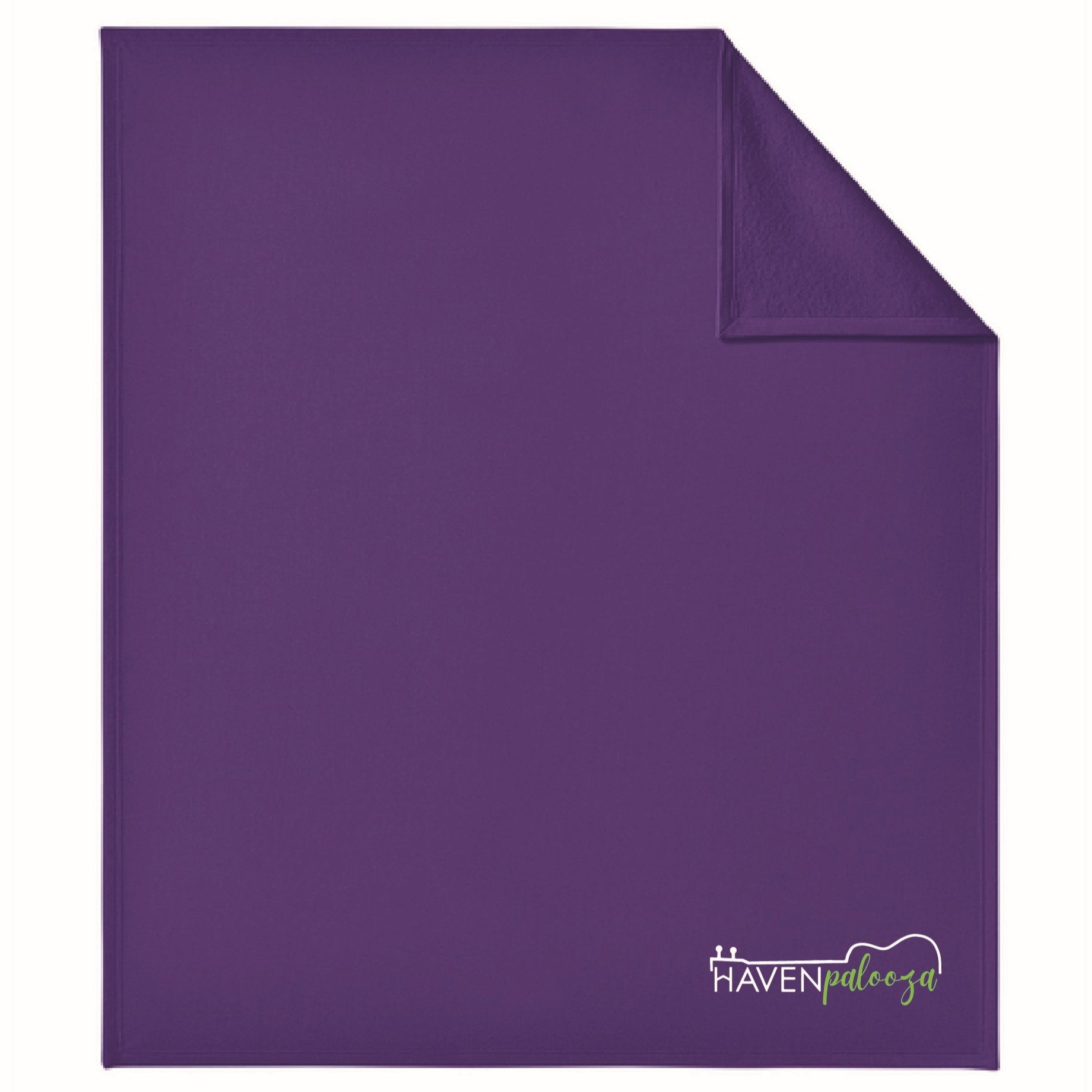 Purple blanket with Havenpalooza logo on lower right corner