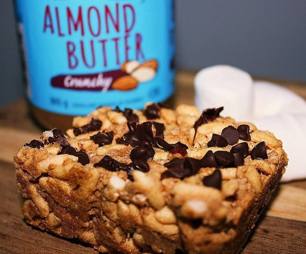 Almond Butter Rice Crispy Squares (Vegan)