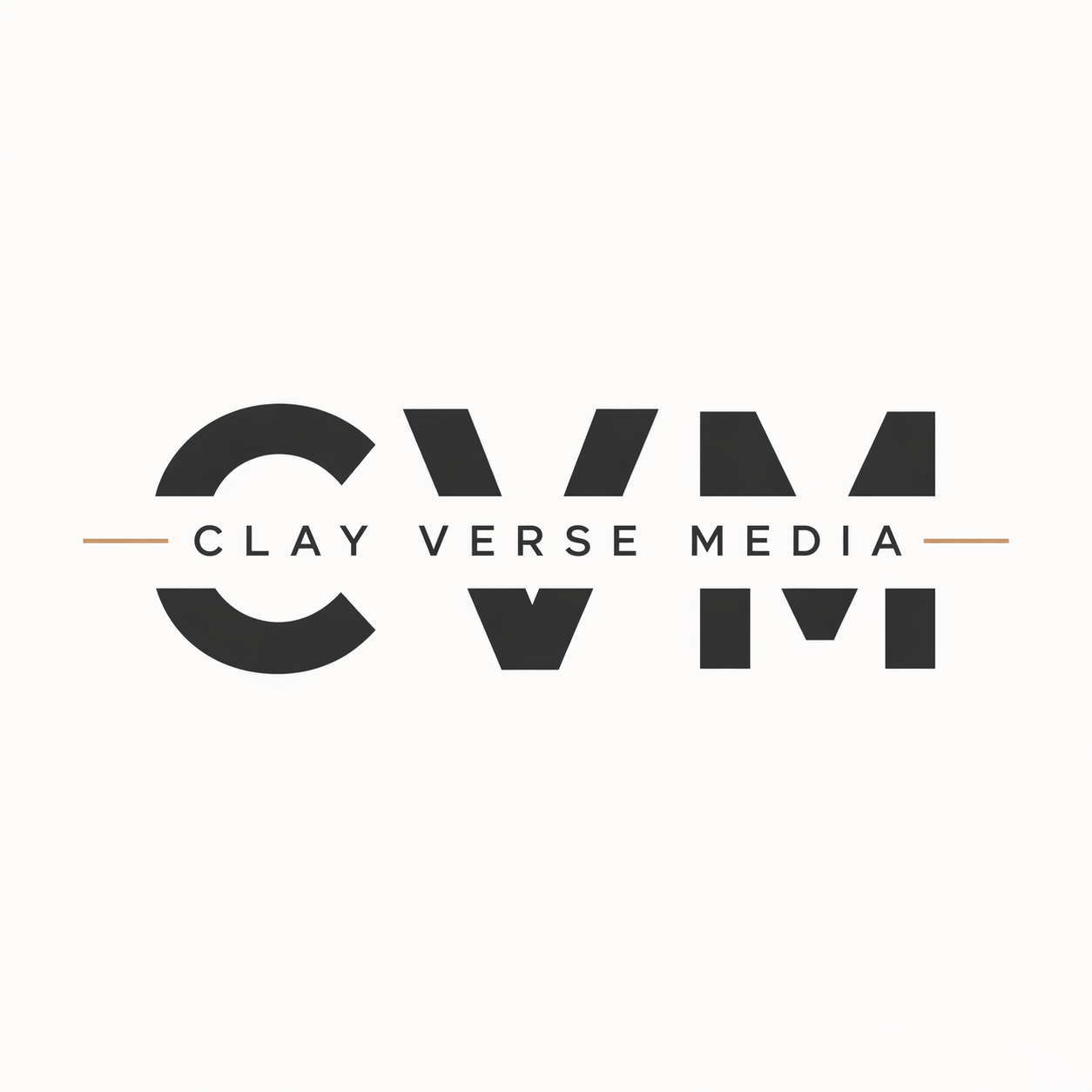 Logo for Clay Verse Media with stylized black letters and the words 'Clay Verse Media' in the center.