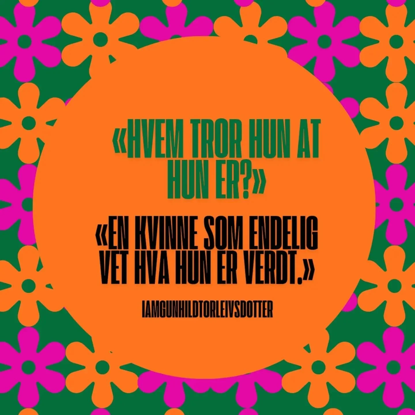 Der kom den igjen.🥳🔥

Hvem tror hun at hun er?

Hun tar s&aring; mye plass.

Hun tror visst hun er noe.

Men hva hvis hun faktisk har brukt halve livet sitt p&aring; &aring; t&oslash;rre &aring; v&aelig;re akkurat den hun er?

Hva hvis hun har bruk