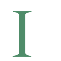 Green capital letter I