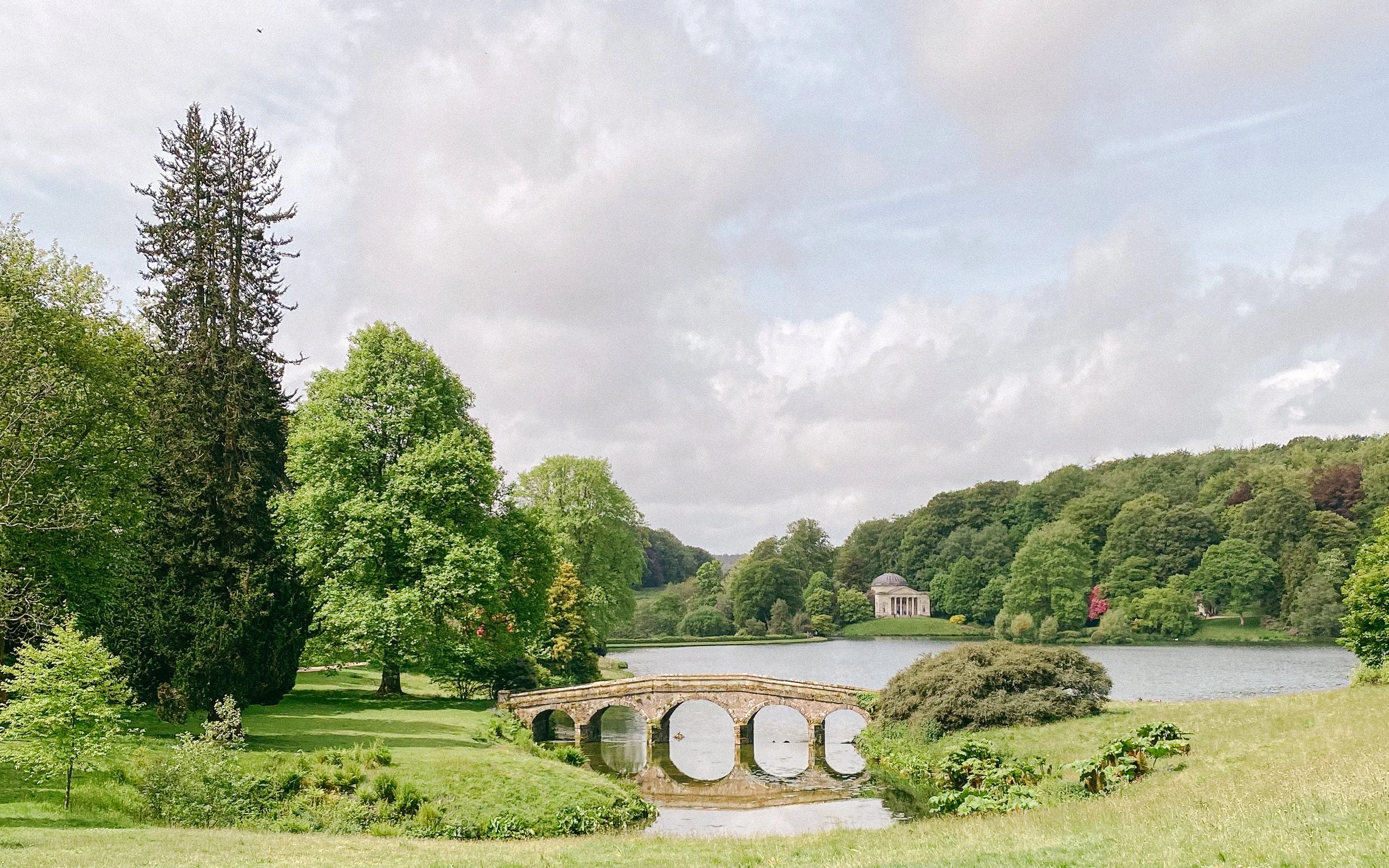 Stourhead gardens in autumn — lake reflections and golden trees, picnic spot near Somerset border photographed by Gemma Duck