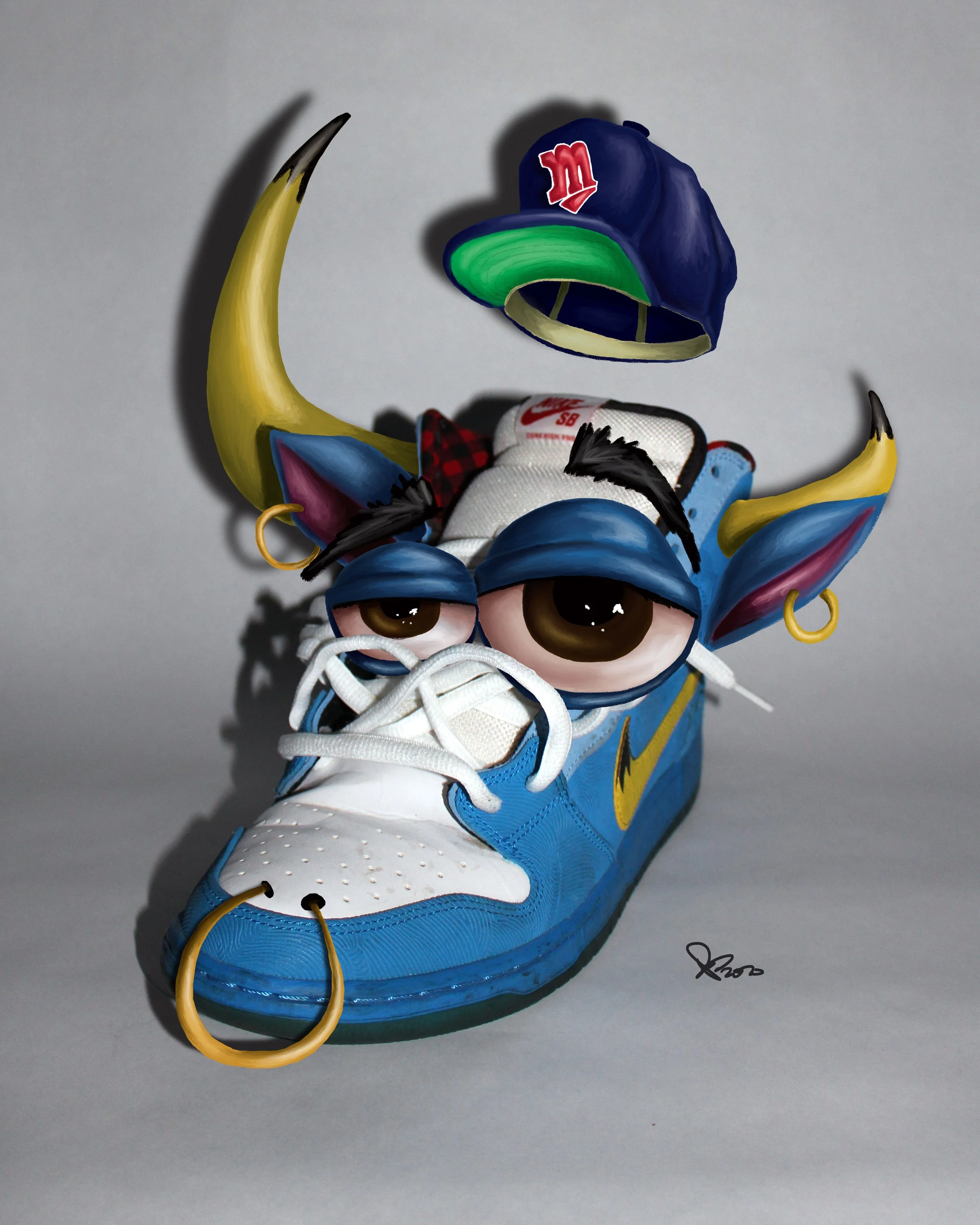"Blue Ox" Concept illustration for a Nike x Familia sneaker release. Digital painting.