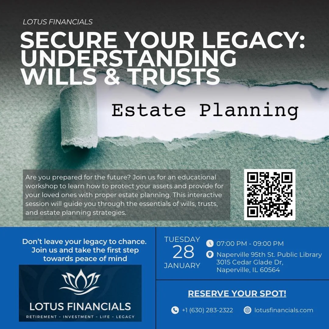 There are so many things we juggle in life, but one thing truly matters: making sure our loved ones are cared for no matter what. That&rsquo;s why understanding Wills &amp; Trusts is so important.

Register here:  https://www.lotusfinancials.com/even