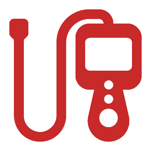Red icon of an endoscope