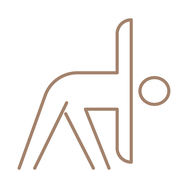 beneficios do yoga. Icon minimalista de uma pose de ioga com uma pessoa e uma linha vertical.