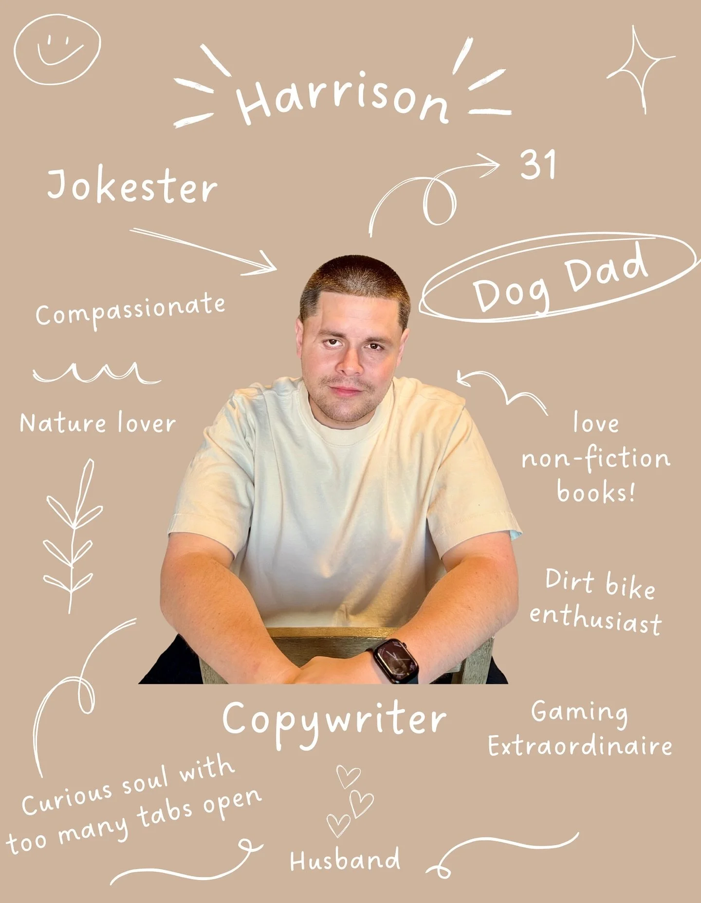 Hey, I&rsquo;m Harrison! Car salesman (not the sleazy kind) turned copywriter.

I help coaches and wellness brands craft copy that expands their reach, grows their impact &amp; inspires action.

I&rsquo;m born and raised in the sometimes miserably ho