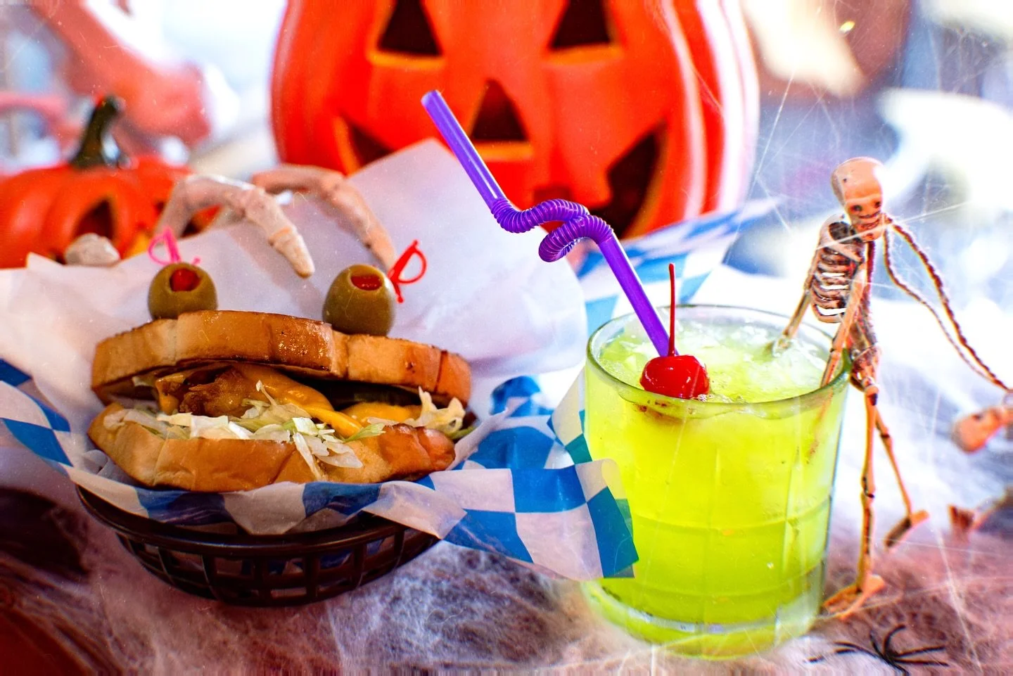 ✨🕷️It&rsquo;s Friday&hellip; time to sleep with the fishes. 💀🐟 Get our Fried Fish Sandwich today&mdash; we&rsquo;re skipping next week! 🎃 Pictured here with the Melonballer. 🕸️🕷️
