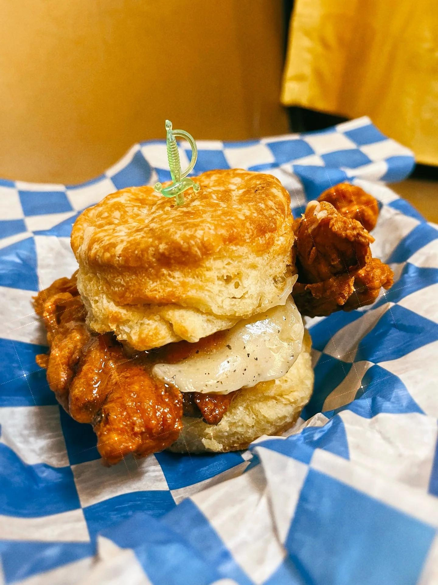 🍯🧈🐓New brunch addition starting this weekend!👇 
The Honey Busty Chicken Biscuit 🐓 
One Very Legit Biscuit, Buttermilk Fried Chicken Thigh, with Black Pepper Maple Honey Butter. 🍯 🧈