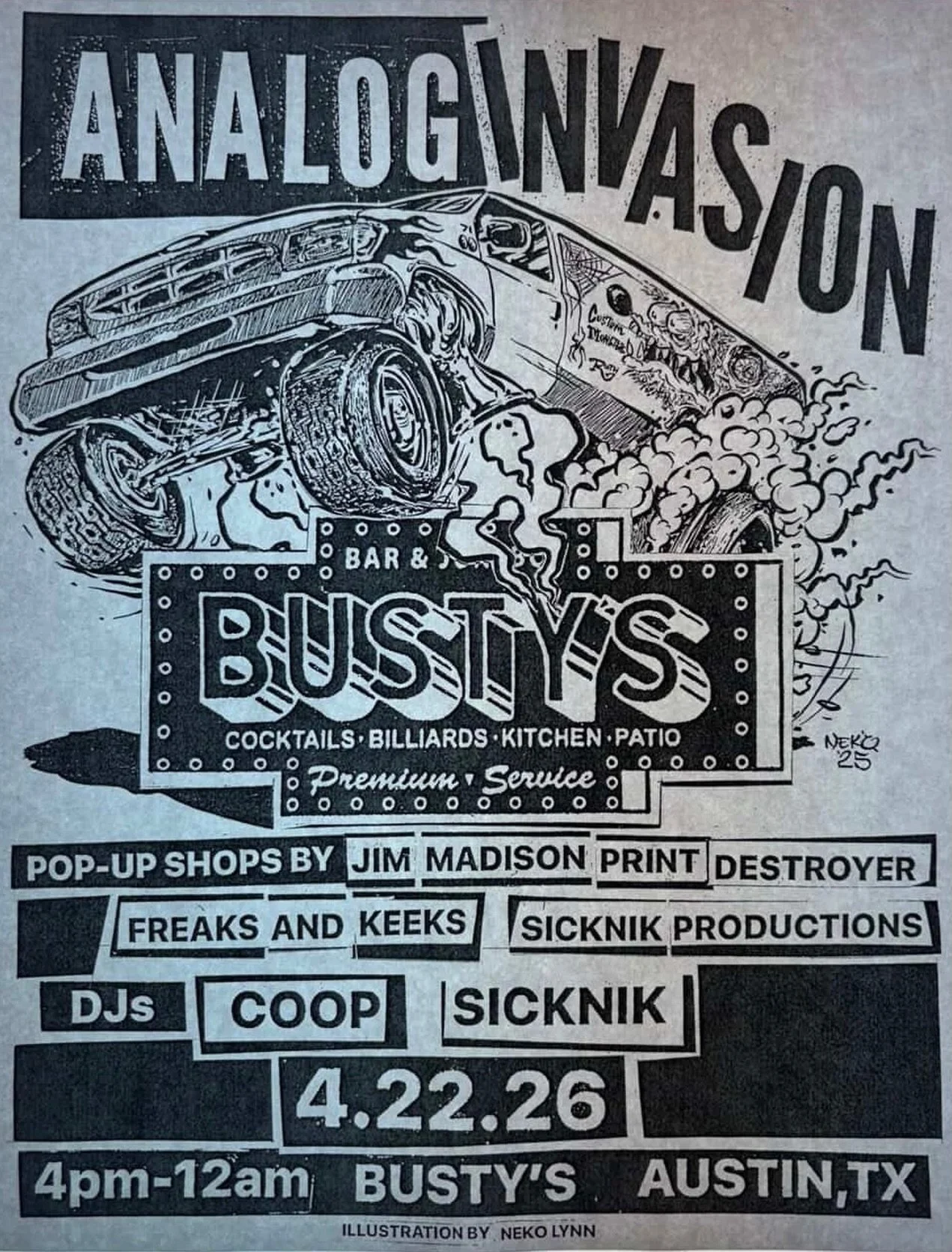 ✍️ANALOG INVASION! Art Pop-Up with some local greats at Busty&rsquo;s!! Don&rsquo;t miss it! WEDNESDAY APRIL 22! 🎨