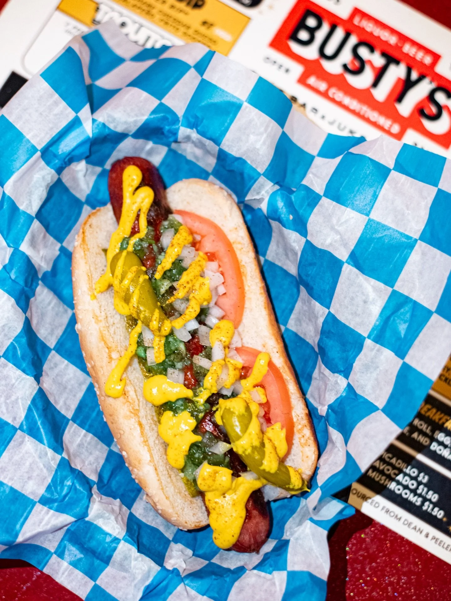 ✨🌭Ooh baby Friday is for the dawgs! Chicago Dog special every Friday at Busty&rsquo;s. ✨🌭