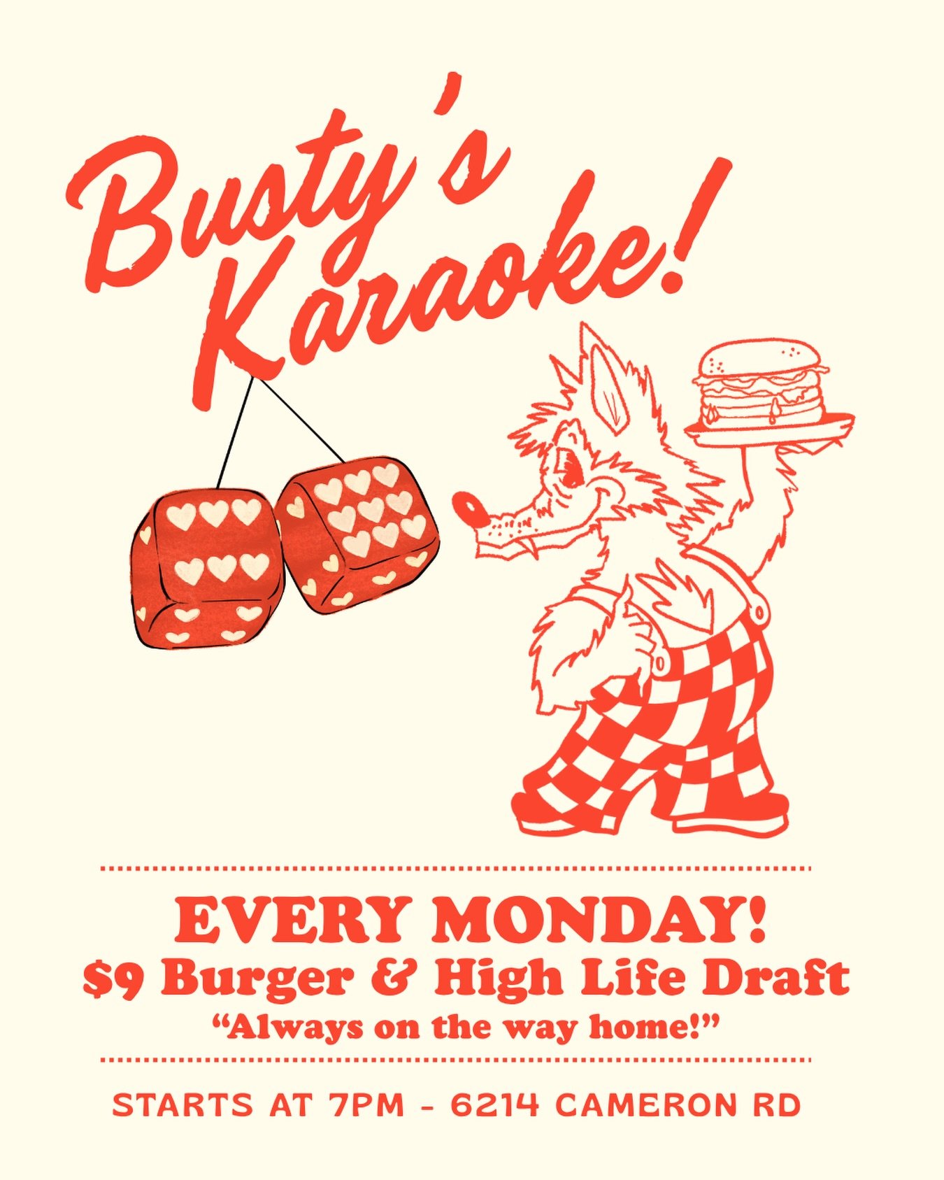 🪩🎤 𝒯ℴ𝓃𝒾𝑔𝒽𝓉🎤🪩 Karaoke Mondaze with @michael.rene.reyes at Busty&rsquo;s! Burger and High Life combo for $9, and free pool!