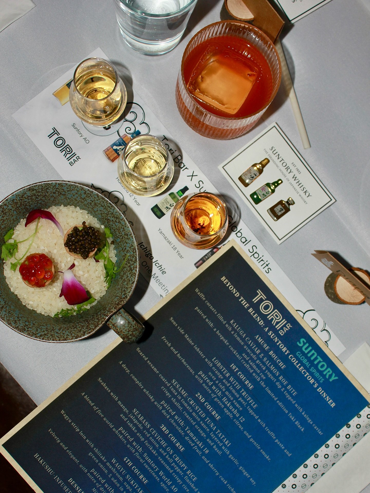 Our Suntory Whisky Dinner was an unforgettable journey through five courses and some of the rarest whiskies in the world &mdash; including Hakushu 12, Yamazaki 18, Suntory World AO, Hibiki 21, and a mystery pour of Yamazaki Mizunara.

Led by Suntory&