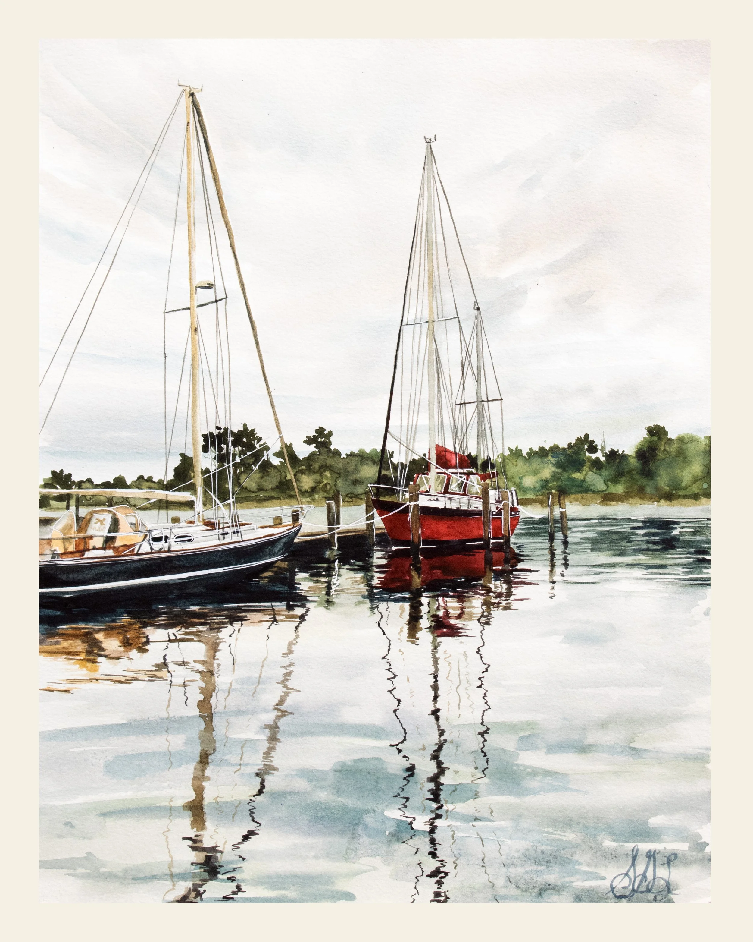 Moored in Manteo II Print