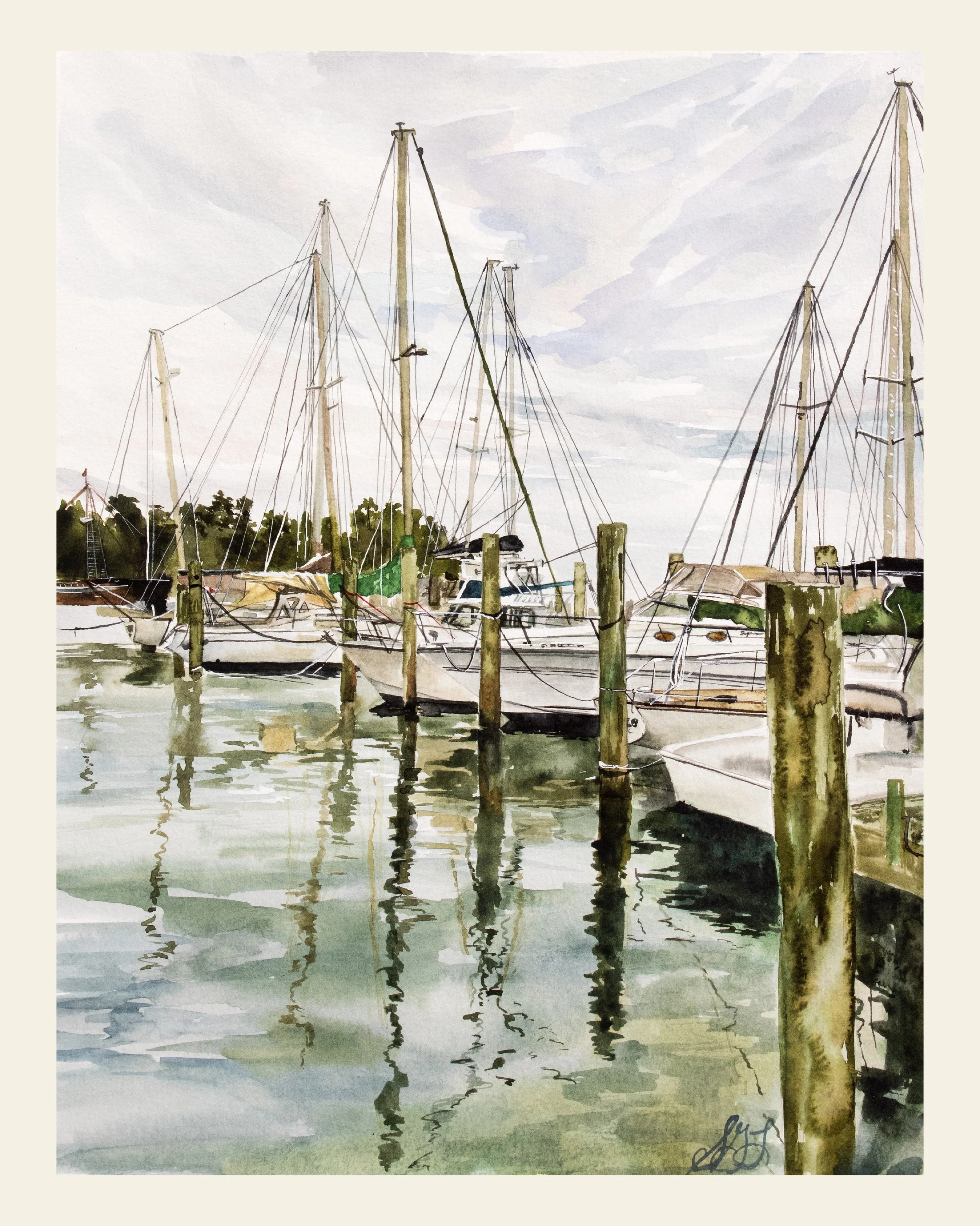 Moored in Manteo I Print