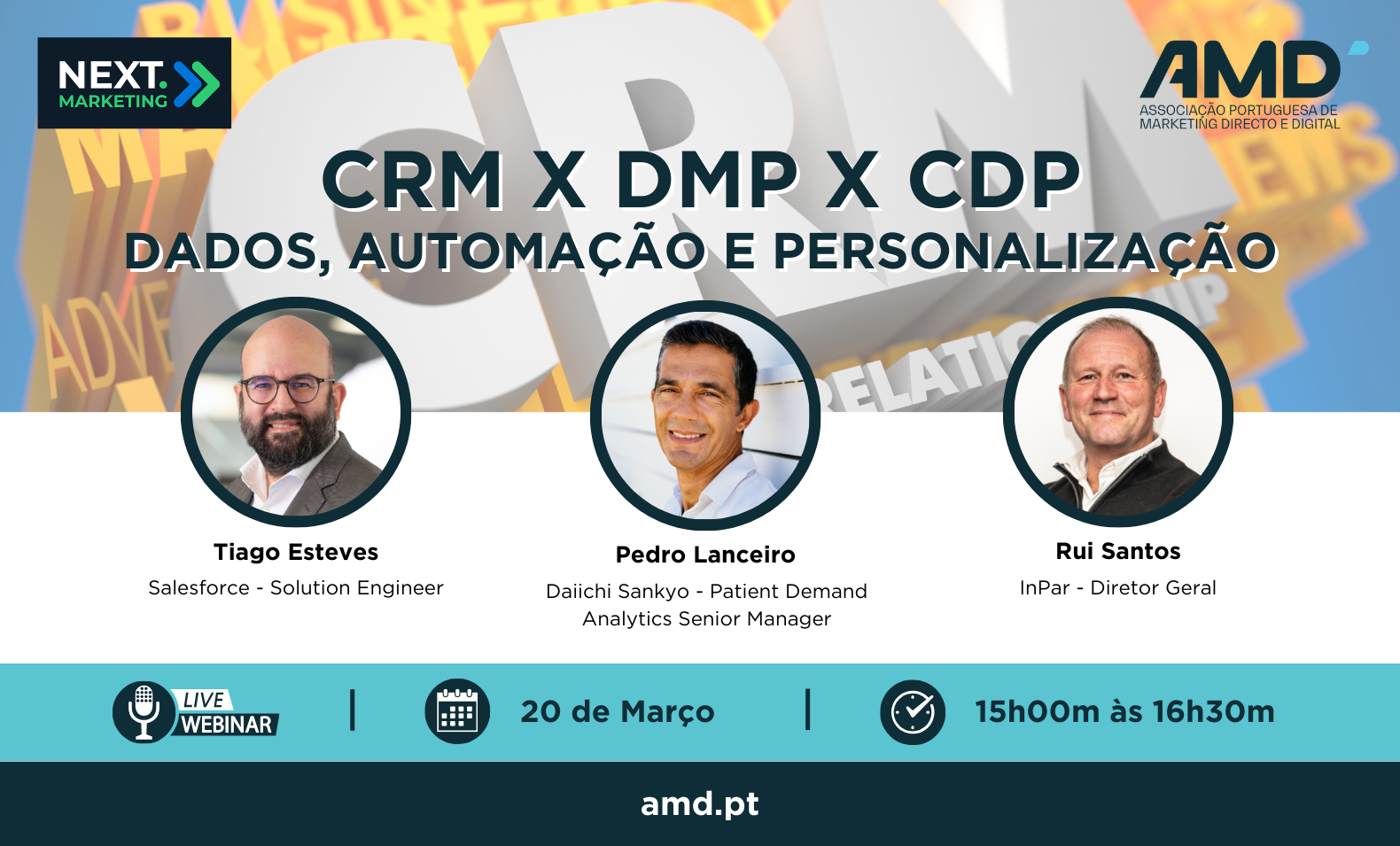 Webinar "CRM x DMP x CDP: Dados, Automação e Personalização"