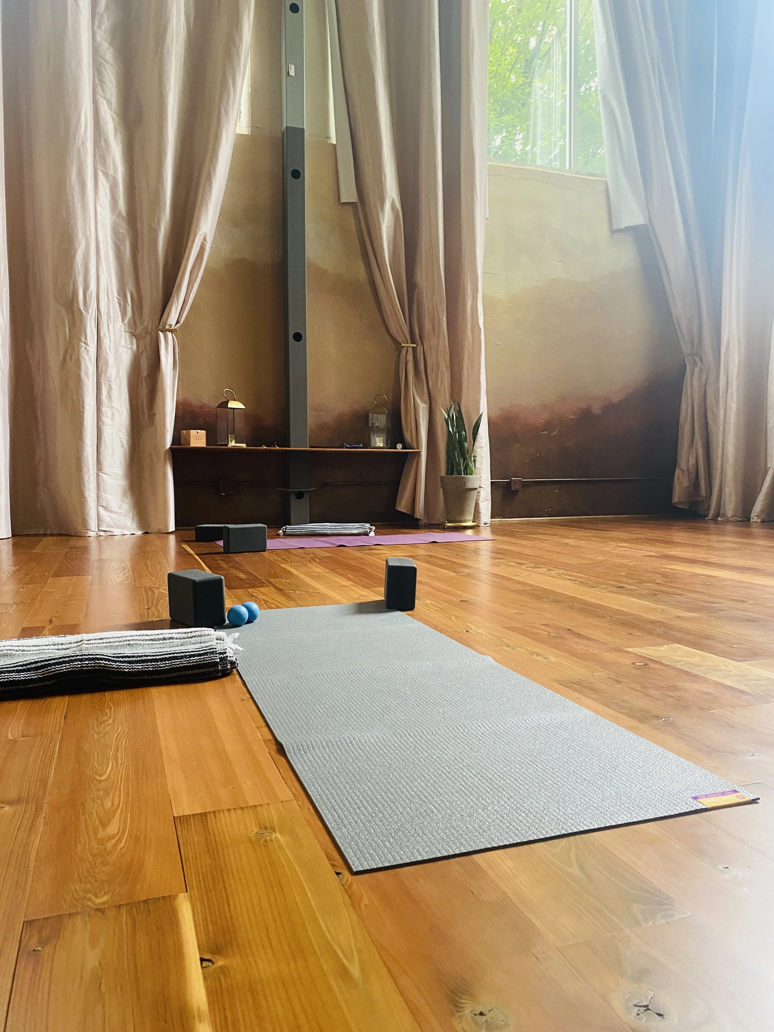 reclaimed redwood yoga studio floors