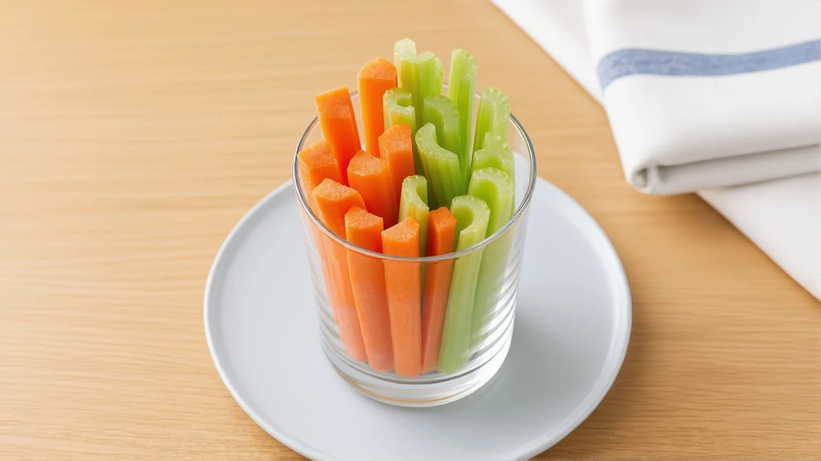 Glass of fresh carrot and celery sticks served with avocado dip as a children's high tea starter at Watersmeet Hotel.