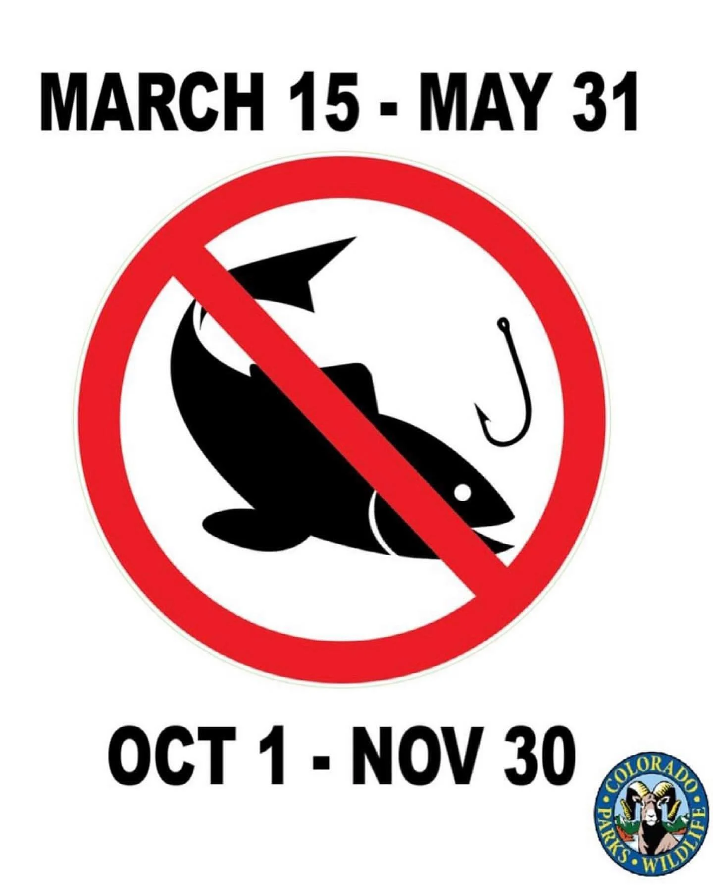 𝐀𝐭𝐭𝐞𝐧𝐭𝐢𝐨𝐧 𝐀𝐧𝐠𝐥𝐞𝐫𝐬!
Please continue to observe seasonal spawning closures on tributaries of the Lower Roaring Fork and Middle Colorado Rivers as administered by Colorado Parks and Wildlife.
 
Areas that are closed: 
❗️ 3 Mile and 4 Mil