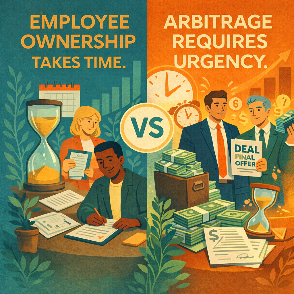 Employee Ownership Takes Time. Arbitrage Requires Urgency.