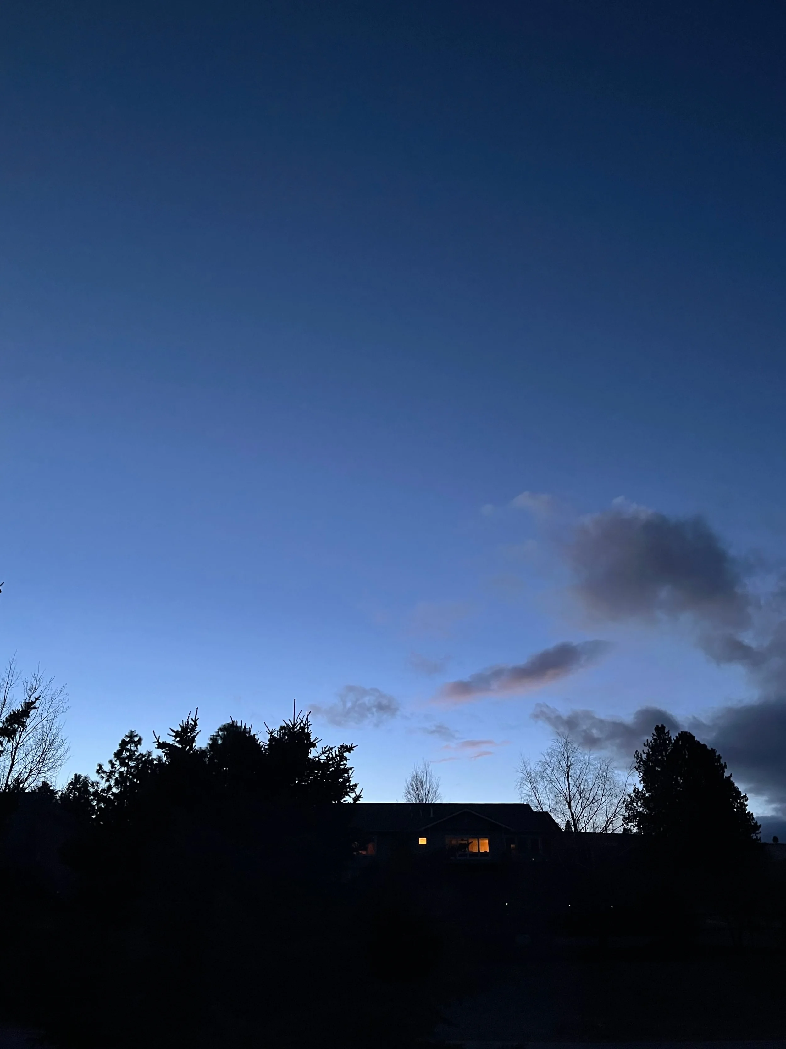twilight with lit up mountain home