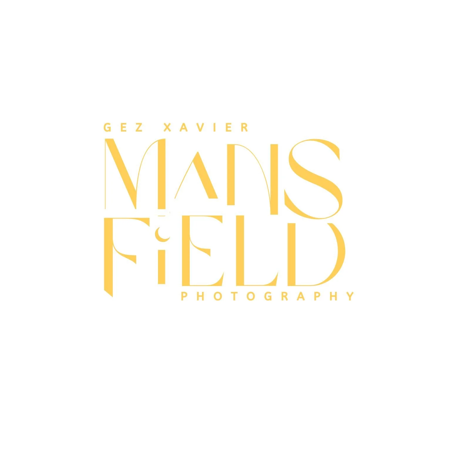 Text that reads 'Gez Xavier Mains Field Photography' in yellow font on a white background.