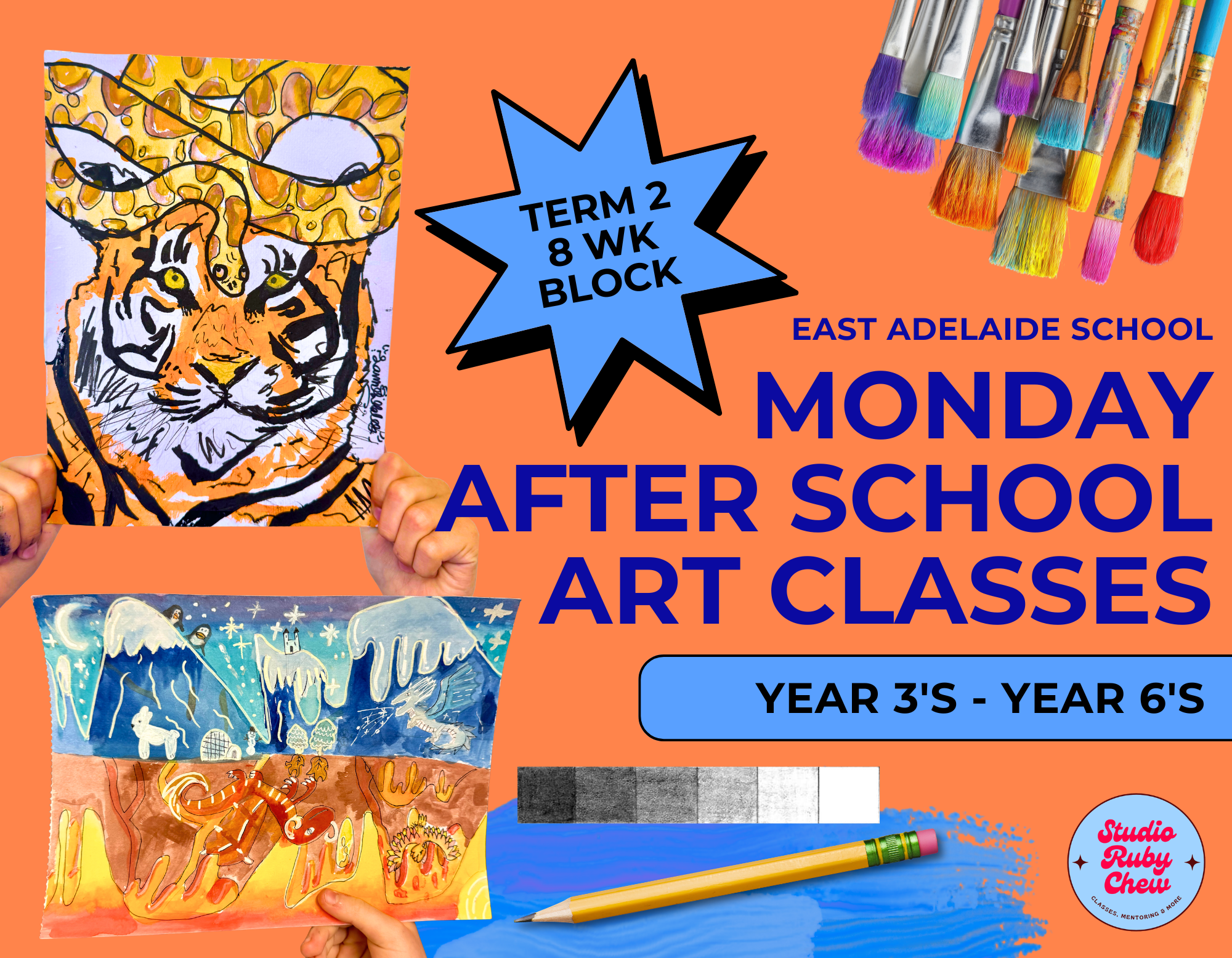 T2 MONDAY After School Art Classes - 3-Yr. 6 (8 Wk. Block)