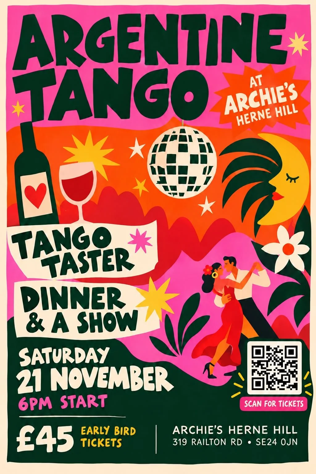 Dinner, Drinks &amp; DANCING @ Archie’s HERne HILl