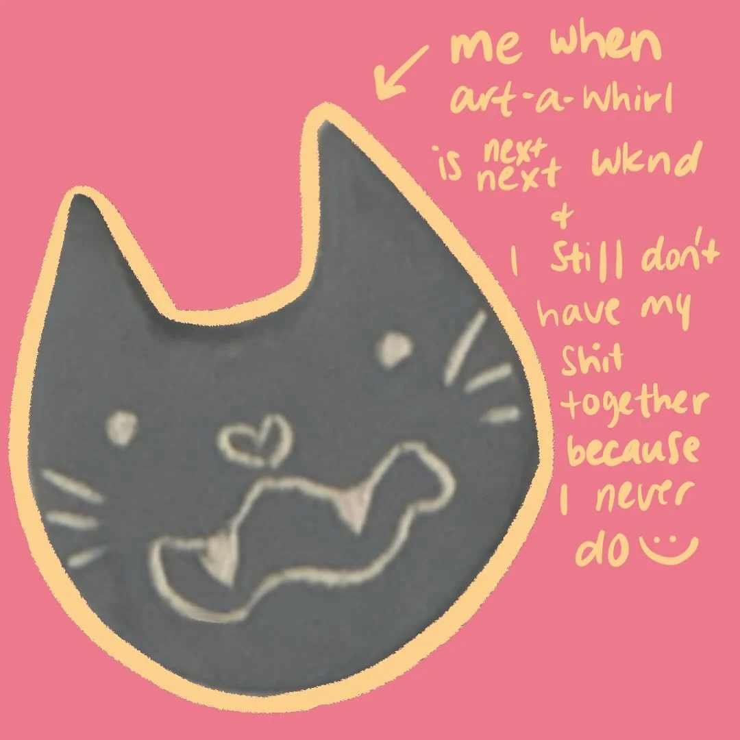 u guys i&rsquo;m sorry im drowning and it&rsquo;s all my fault 🫠 here is my low effort first post about aaw!! i stg im trying 

but i WILL have a bunch of new cat magnets, stickers, and hopefully more if i can get at least 1-2 shits together soon. a
