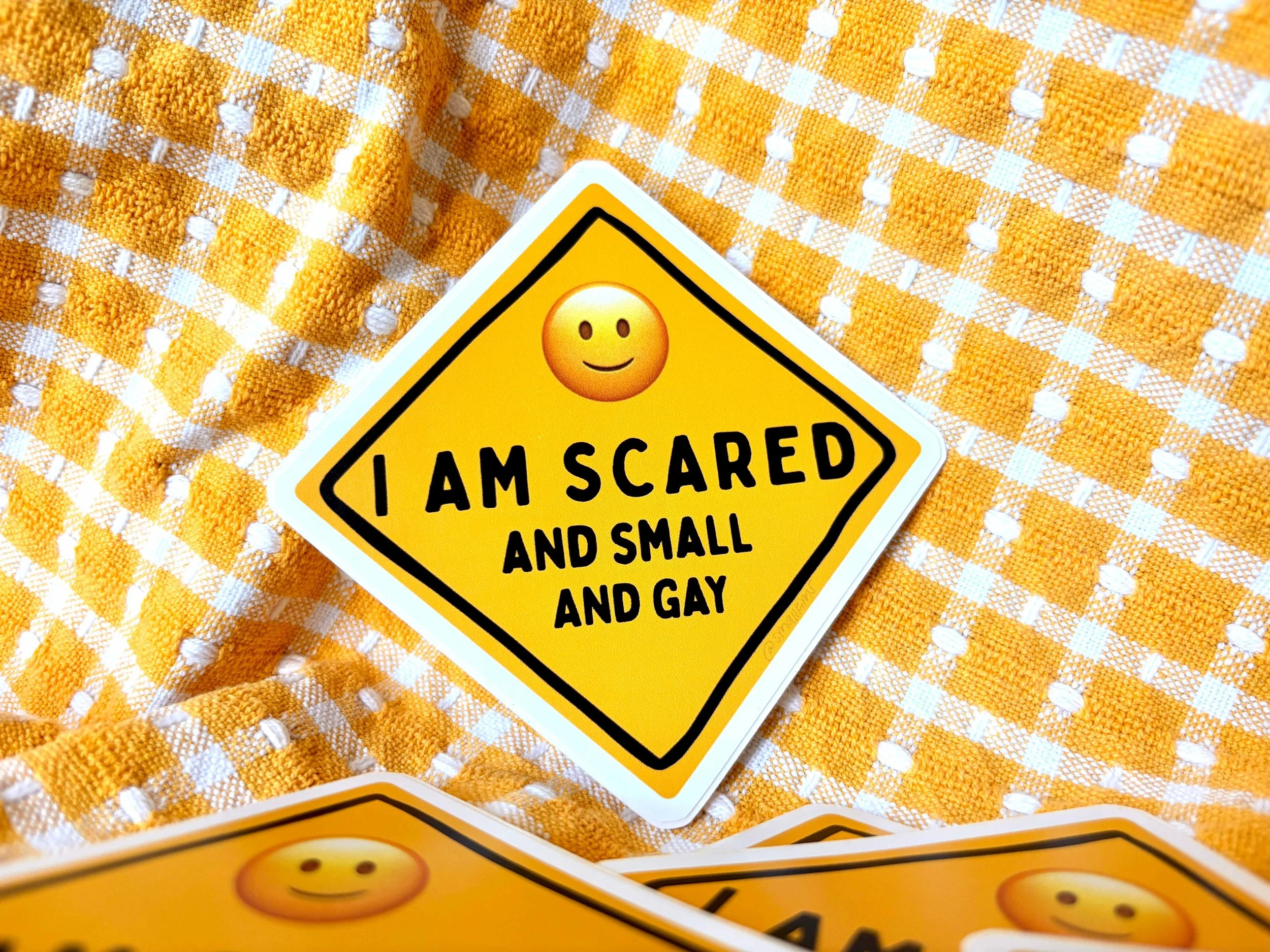 i am scared, small, and gay sticker